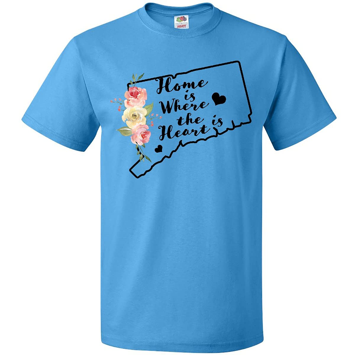 Inktastic Connecticut Home is Where The Heart is Watercolor Graphic Tee - Soft Cotton T-Shirt for Women & Men - Perfect for Casual Wear, Travel & State Pride Gifts