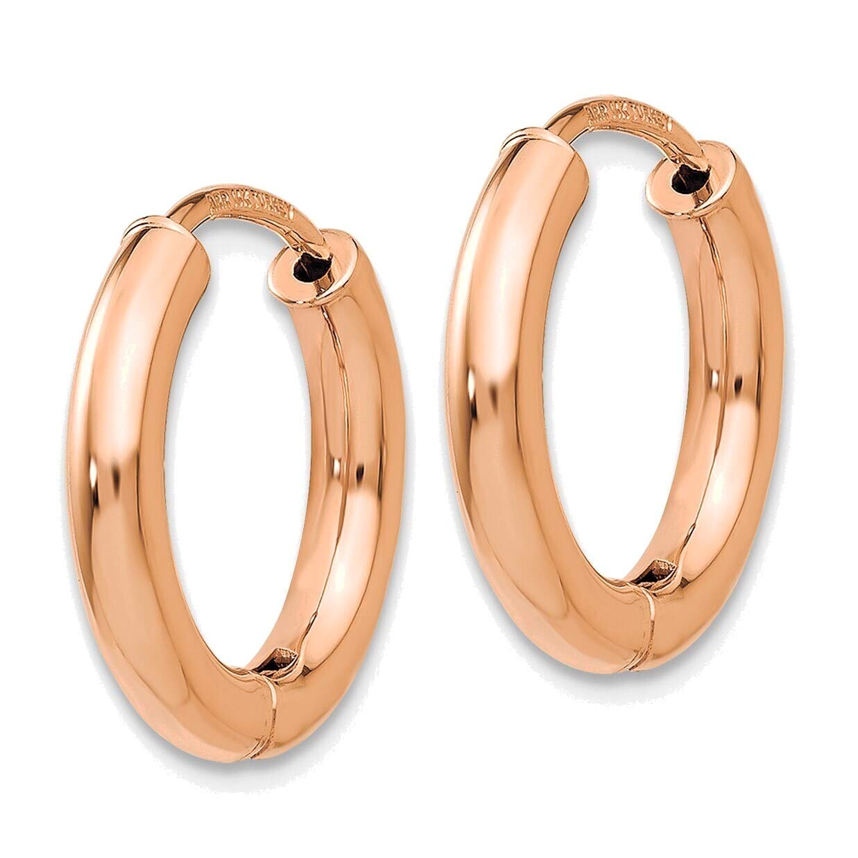 14K Rose Gold Hollow Hinged Hoop Earrings for Women - Lightweight Polished Dainty Everyday Jewelry - Perfect for Work, Date Night & Special Occasions