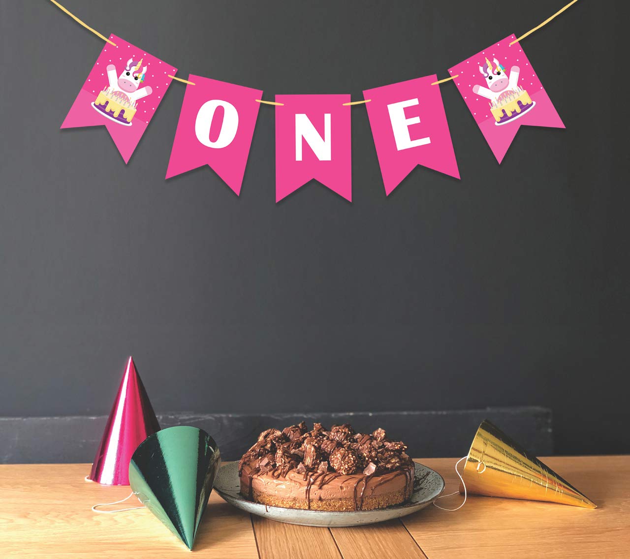 Pre-Strung 'I Am 1' Birthday Party Decorations - Unicorn Themed Banner Flags for Boys - Perfect for First Birthday Celebrations & Baby Showers