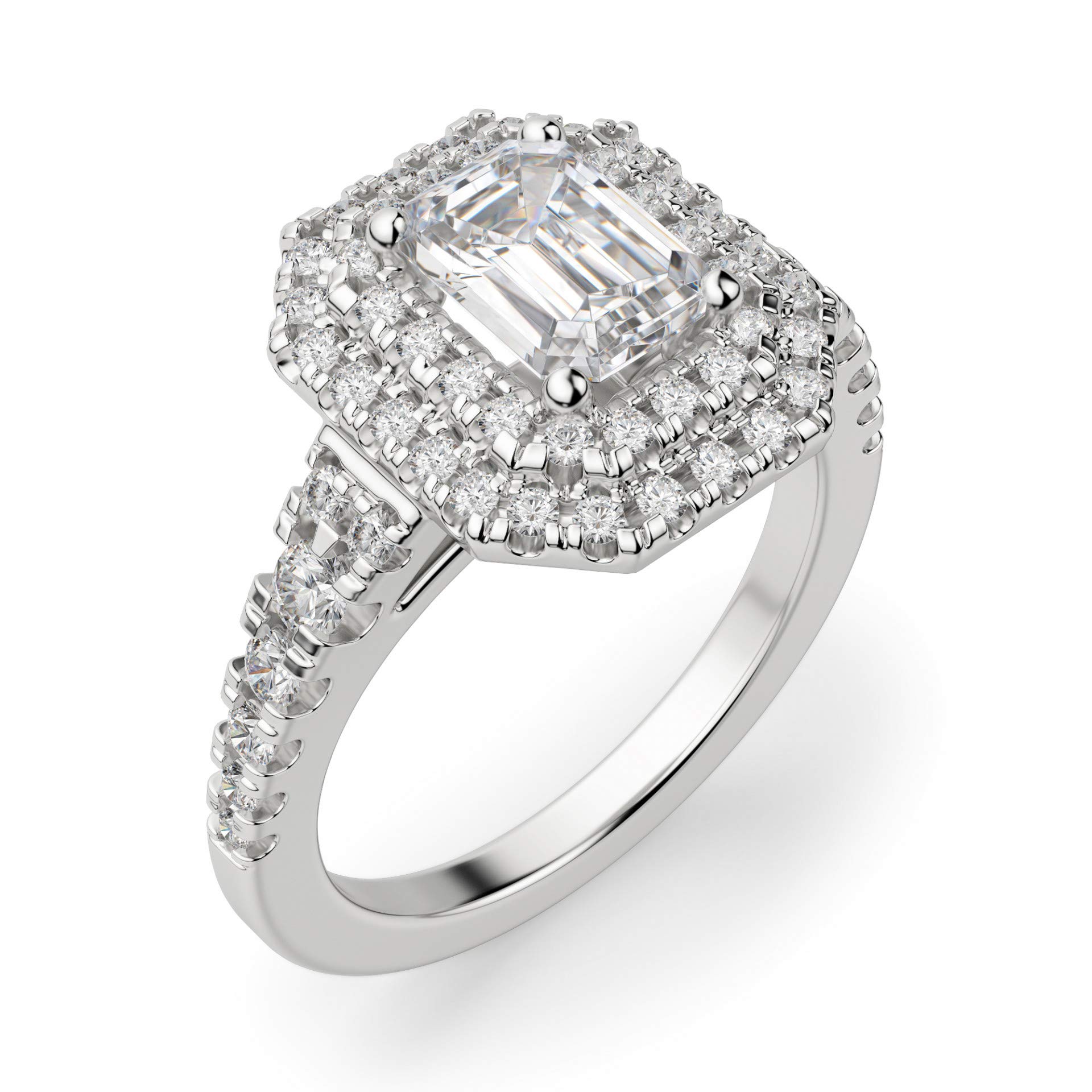3 CT Emerald Cut Moissanite Engagement Ring Set for Women - Vintage Halo Solitaire Wedding Band, Anniversary Promise Ring - Perfect for Bridal, Proposals & Special Occasions