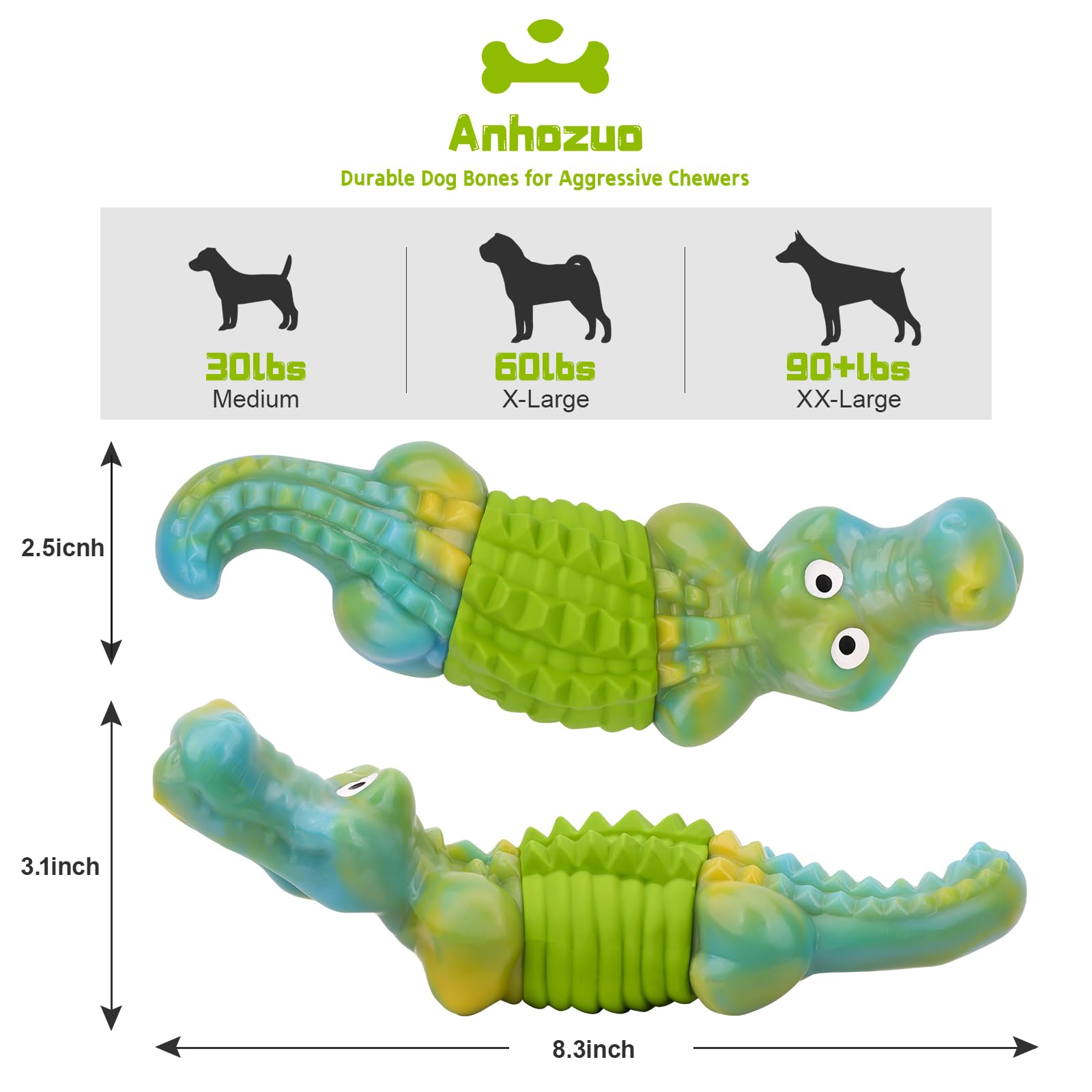 Durable Dog Chew Toys for Aggressive Chewers - Bacon Flavor for Large Breeds