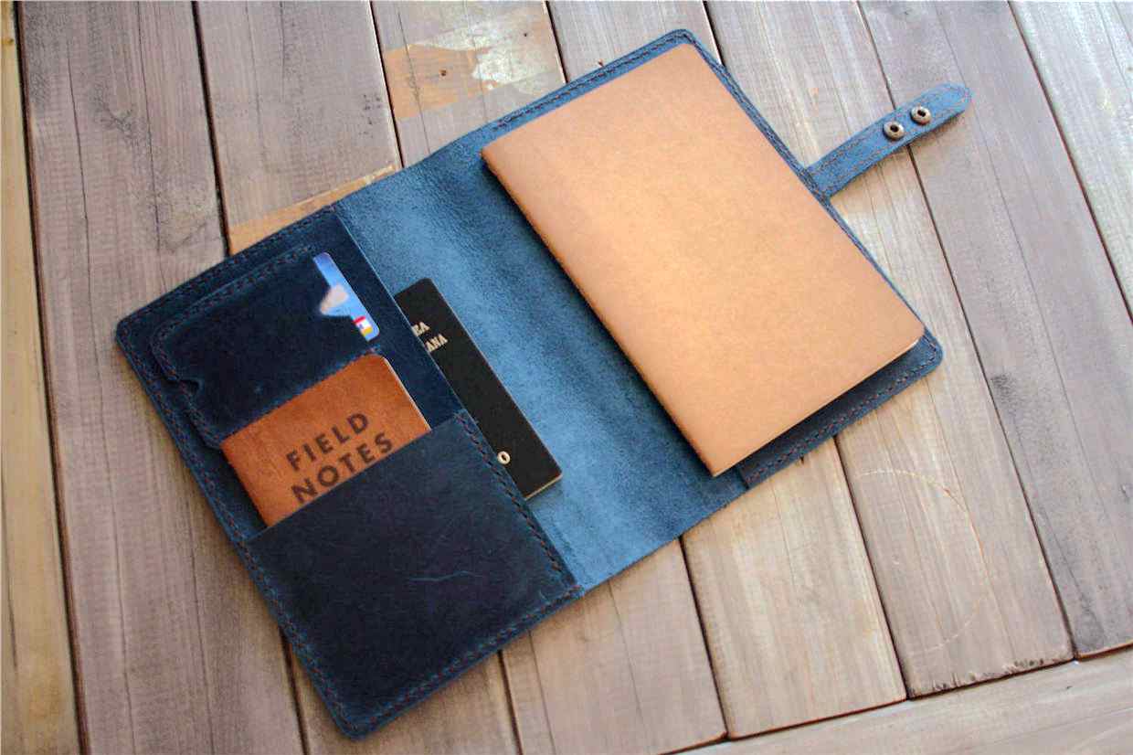 Custom Blue Leather A4 Notebook Cover - Personalized Name Engraving | Premium Document Holder & Organizer for Office, School, Journaling, and Business Meetings