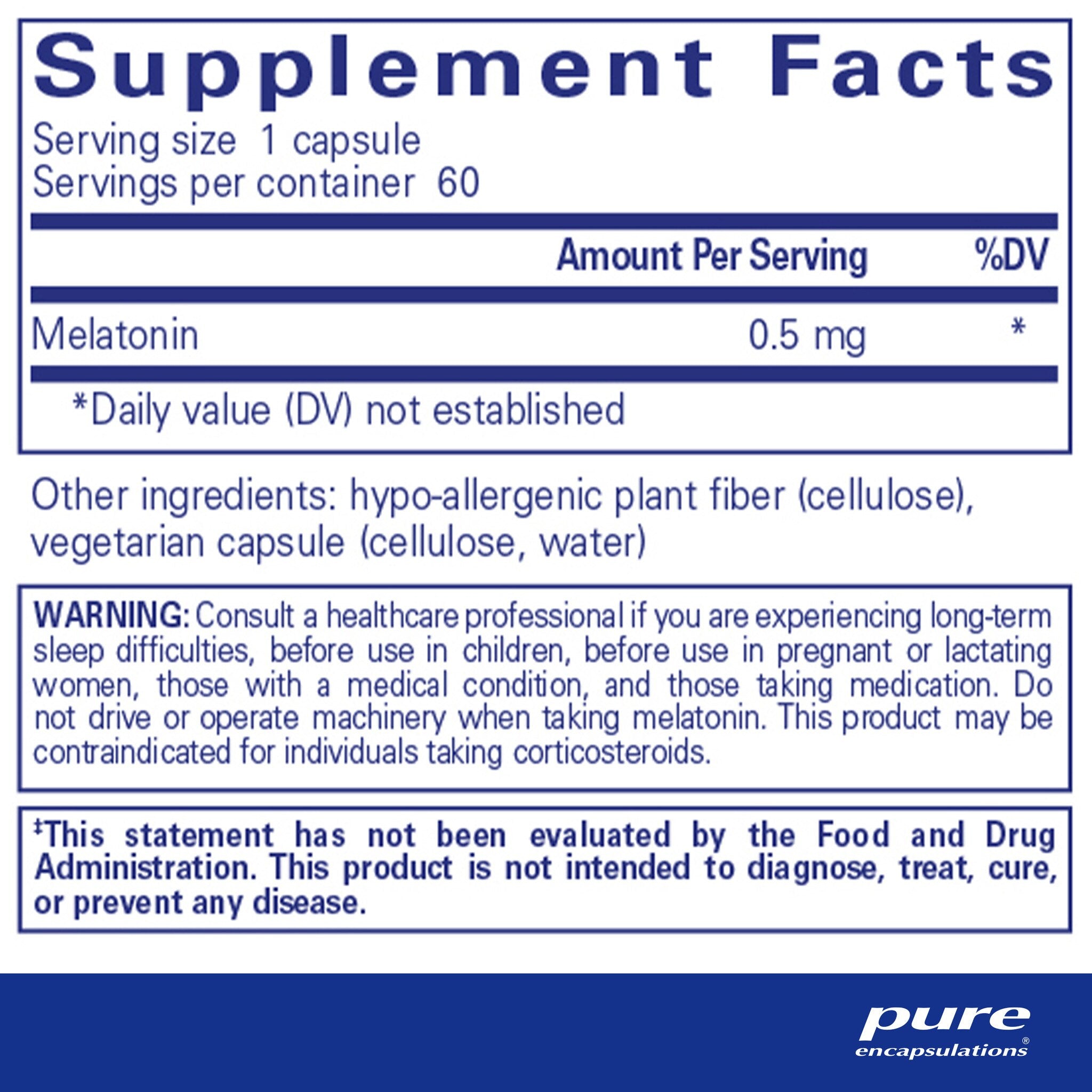 Pure Encapsulations Melatonin 0.5 mg Supplement | Natural Sleep Aid for Adults & Kids | Promotes Relaxation & Better Sleep Quality | Perfect for Jet Lag, Shift Work & Insomnia Relief