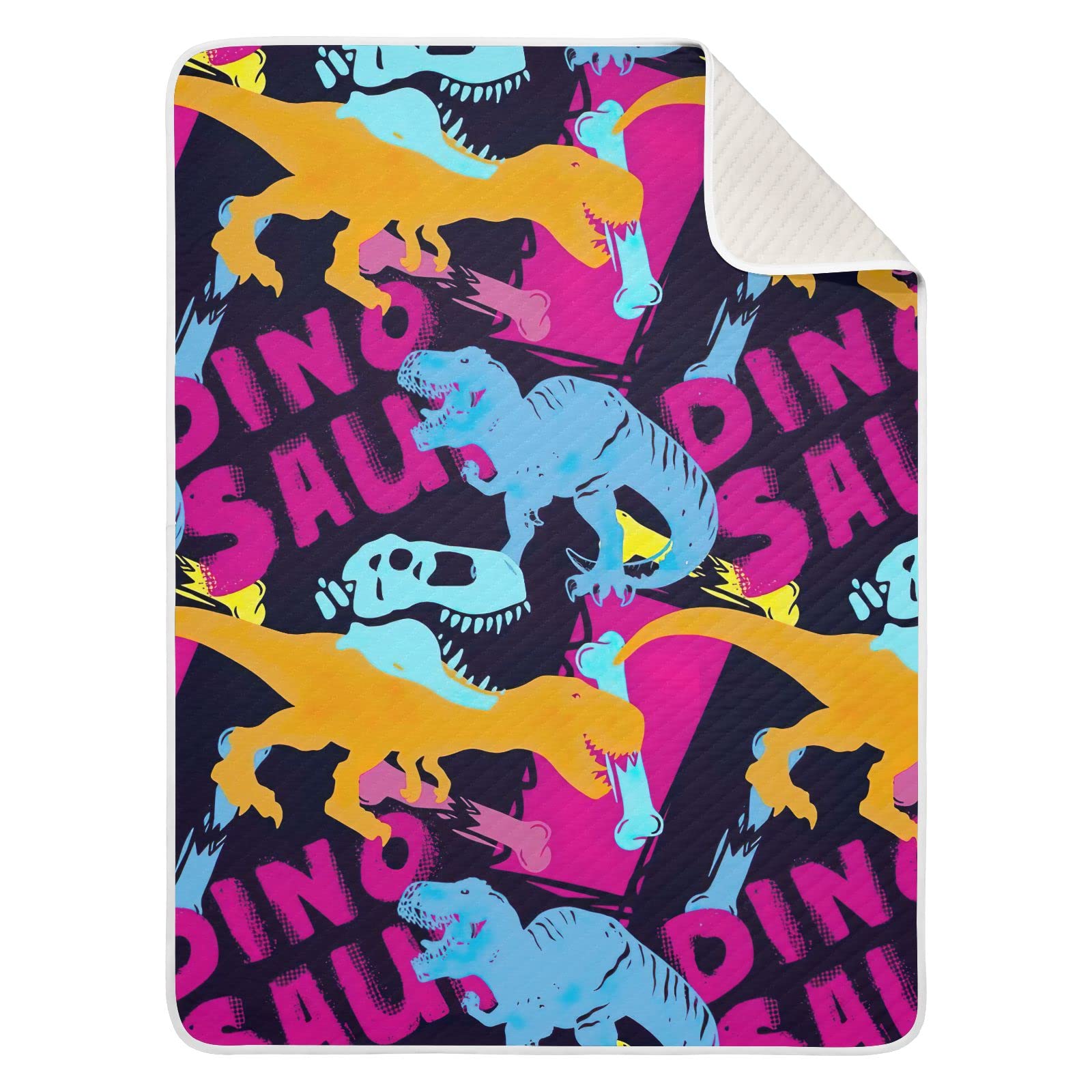 Soft Dinosaur Print Cotton Baby Blanket for Girls & Boys - Cozy Nursery, Stroller & Crib Throw - Perfect Newborn Gift & Toddler Comfort Blanket (Ideal for Playtime, Naptime & Photo Shoots)