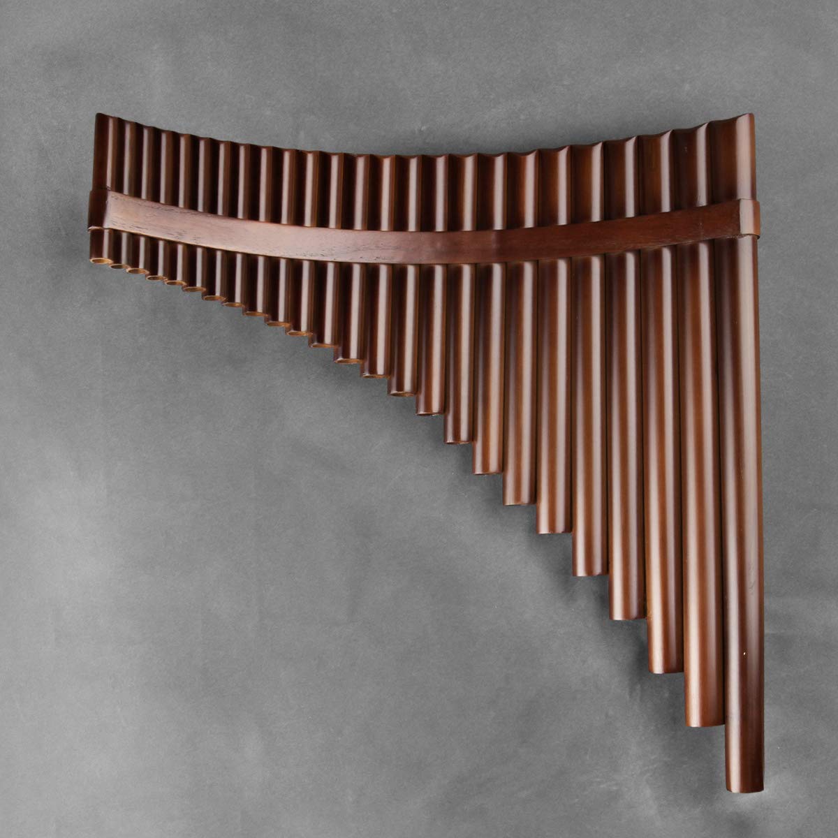 Professional 22/25 Pipes C Key Pan Flute - Traditional Chinese Musical Instrument with Brown Finish & Black PU Bag - Easy to Learn Panpipes for Beginners (Right Hand) - Perfect for Live Performances, Music Therapy & Cultural Events