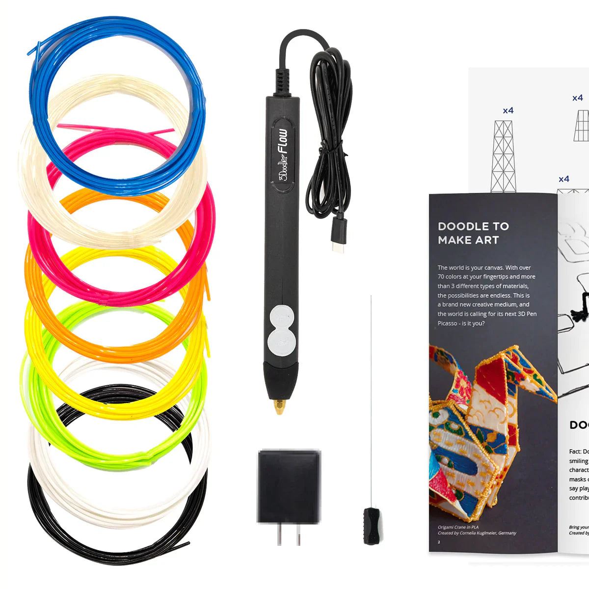 3Doodler Flow Essentials 3D Printing Pen Set - Create 3D Art, DIY Projects & STEM Learning for Kids & Adults - Perfect for Home, School & Creative Workspaces