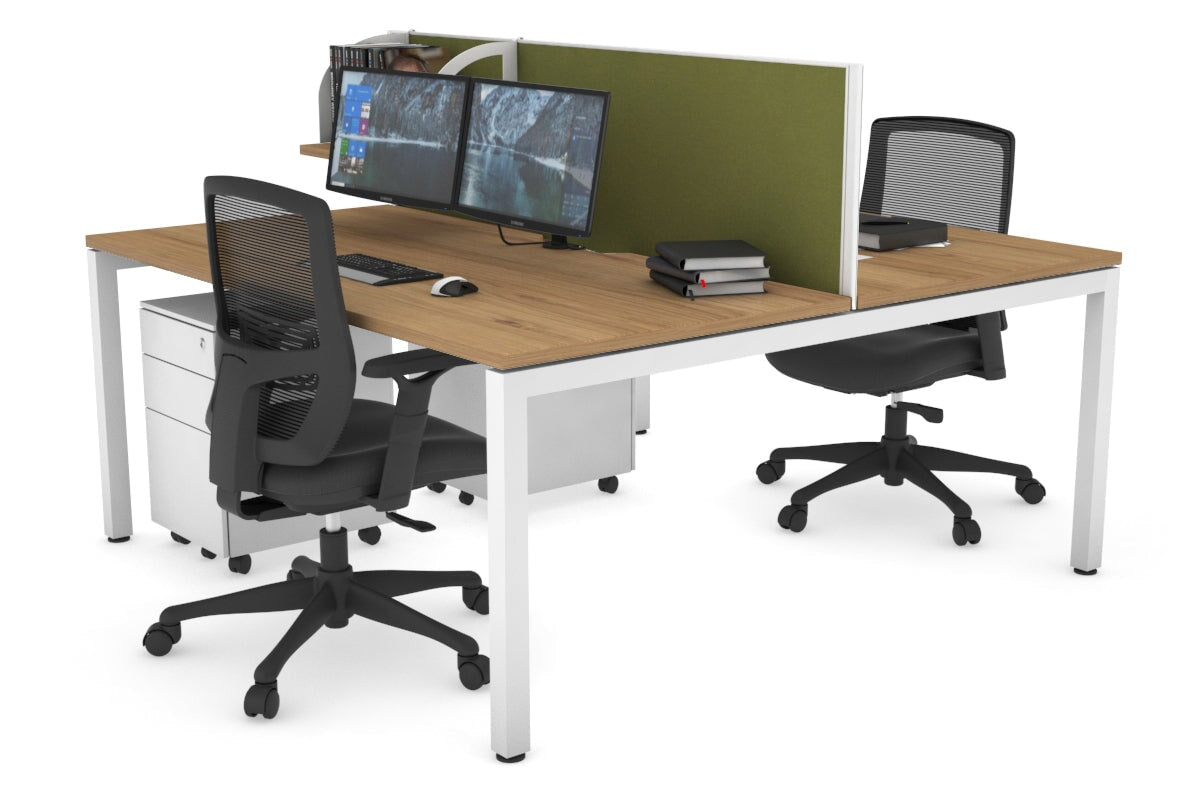 Quadro Square Legs 2-Person Office Workstation Desk - 1600L x 800W with Cable Management Scallop - Perfect for Shared Workspaces & Home Offices