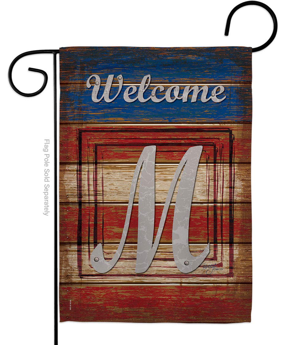 Patriotic M Initial Garden Flag 13x18.5in - USA Decor for Outdoor & Home