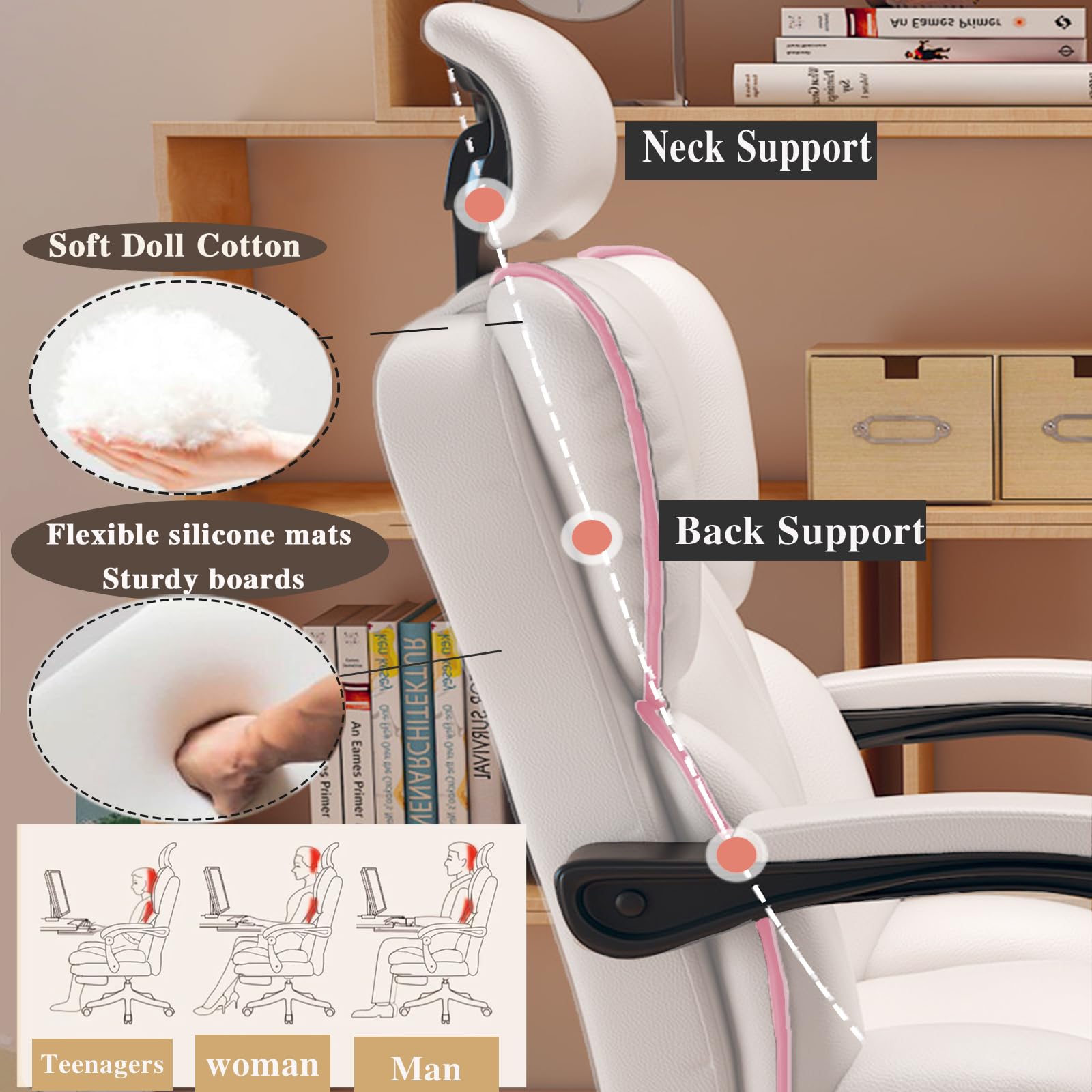 Premium High Back Executive Office Chair with Footrest - Ergonomic PU Leather Reclining Chair for Big & Tall Users - Perfect for Home Office, Gaming, and Professional Workspaces