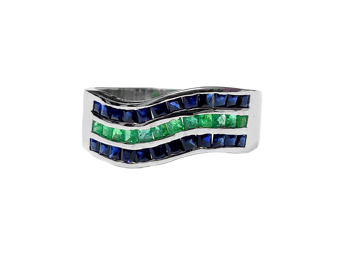925 Sterling Silver Men's Emerald & Sapphire Statement Ring - Bold Band for Men, Father's Day Gift, Wedding Band, Anniversary Jewelry, Everyday Luxury Accessory