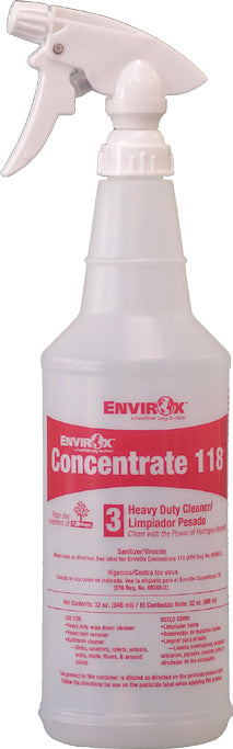 EnvirOx Heavy Duty Trigger Spray Bottle 118ml - Durable Red Chemical Dilution Sprayer for Cleaning, Disinfecting & Gardening