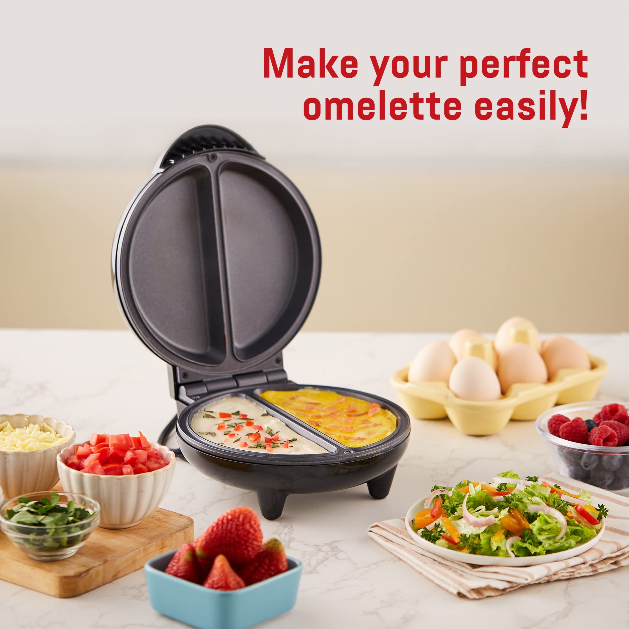 Elite Gourmet EOM205 Non-Stick Omelet Maker - 2 Individual 6.5