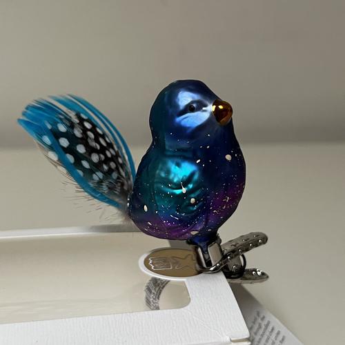 Inge Glas Belinda Bluebird Handmade German Glass Christmas Tree Ornament - Elegant Holiday Decor for Xmas Tree, Home & Gift Giving