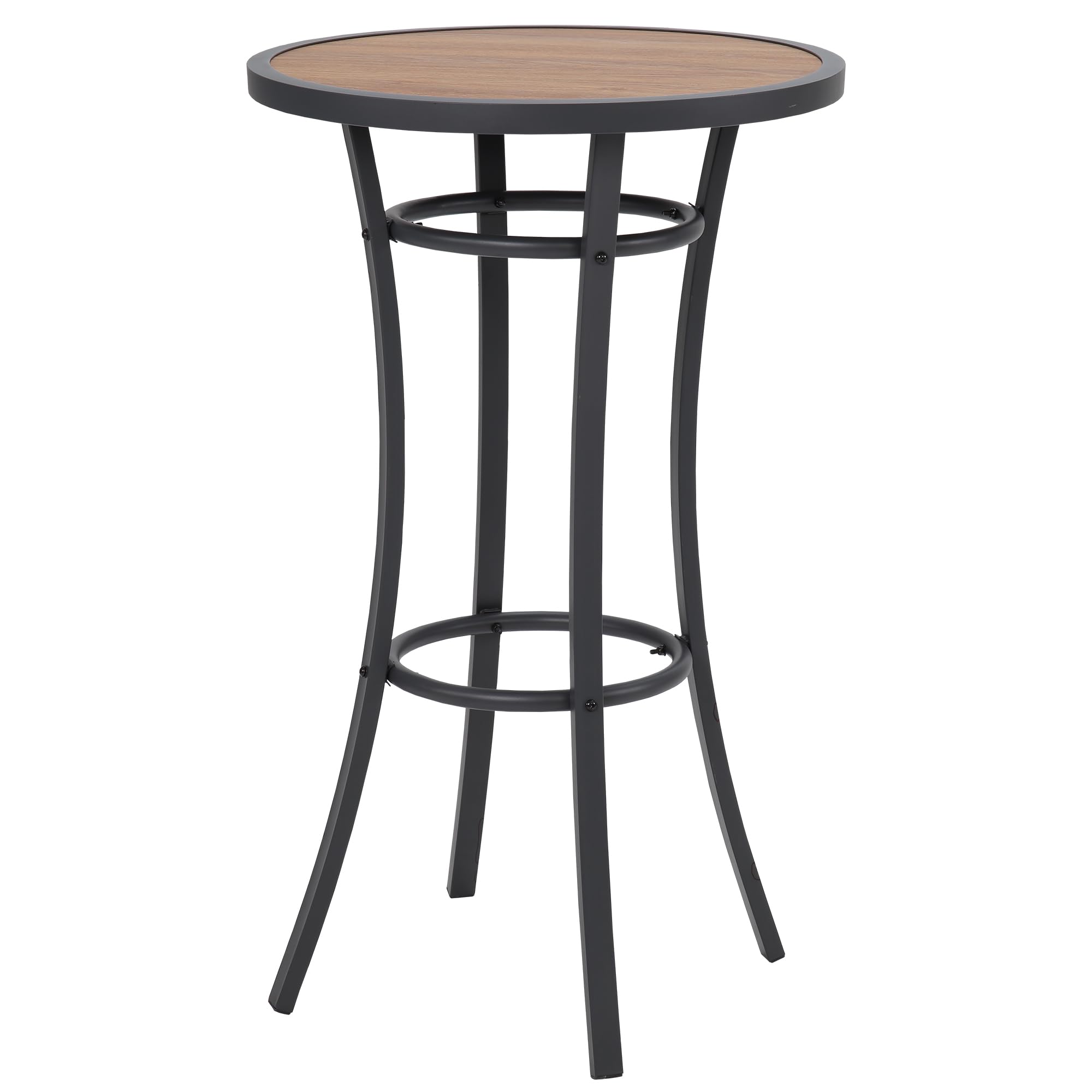 40-Inch Outdoor Bar Height Bistro Table - Patio Pub Dining Table with Wooden-Like Top & Metal Frame for Backyard, Deck, Garden or Restaurant Use