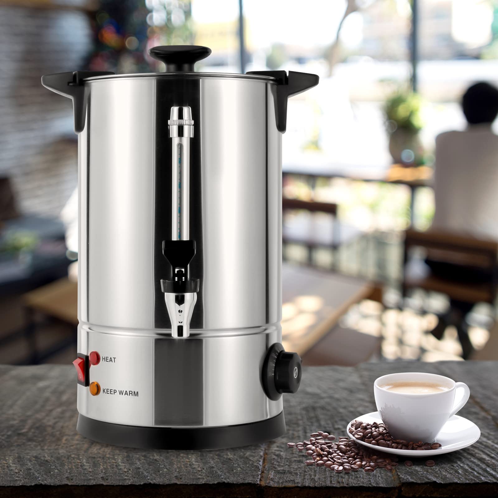Commercial Grade Stainless Steel 54-Cup (8L/2.11gal) Coffee Urn with Percolator - Large Capacity Coffee Maker & Hot Water Dispenser for Home, Office, Wedding, Catering & Events - Perfect for Parties, Banquets & Bulk Brewing