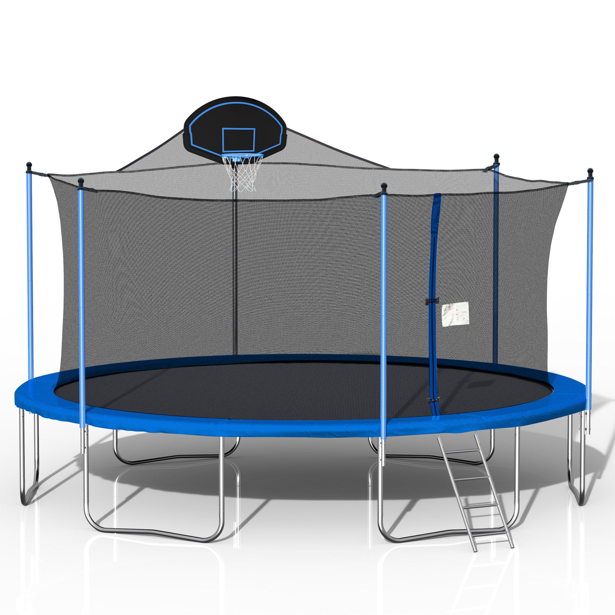 16FT Trampoline with Basketball Hoop, Double-Sided Cover, Ladder & Safety Enclosure Net - Outdoor Trampoline for Kids & Adults | Perfect for Backyard Fun, Exercise & Family Bonding