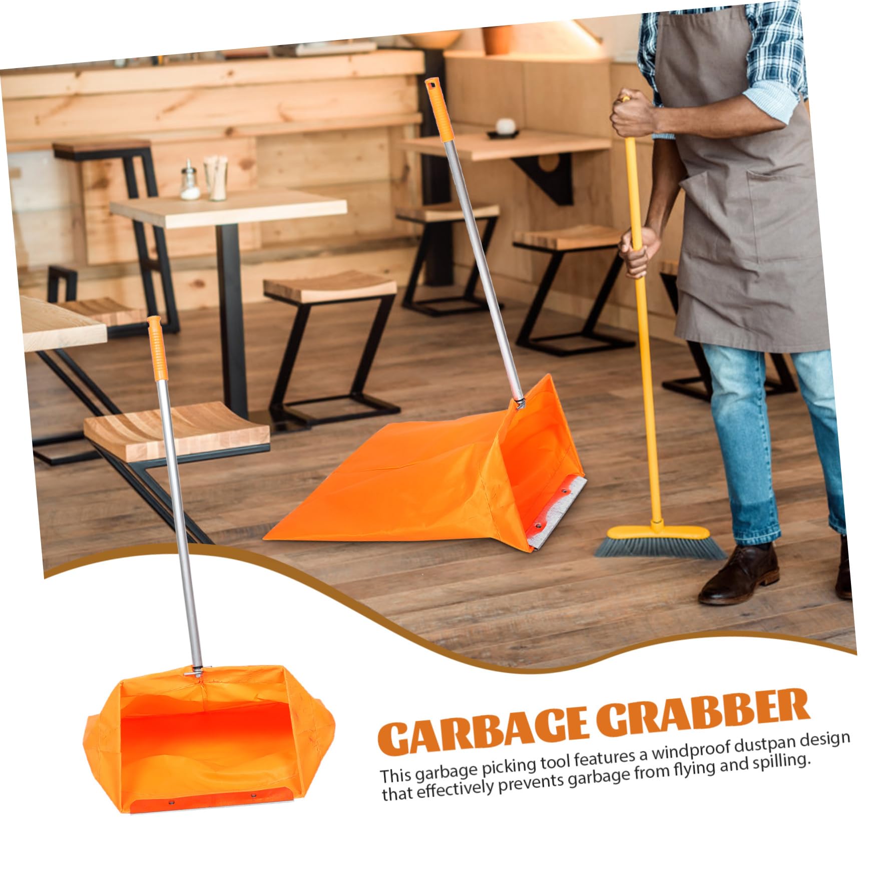 Reusable Grabber Garbage Dustpan - Heavy Duty Outdoor Cleaning Tool with Iron Clamp for Trash Pickup, Sanitation & Yard Work | Perfect for Park Cleanups, Beach Trash Collection & Home Maintenance