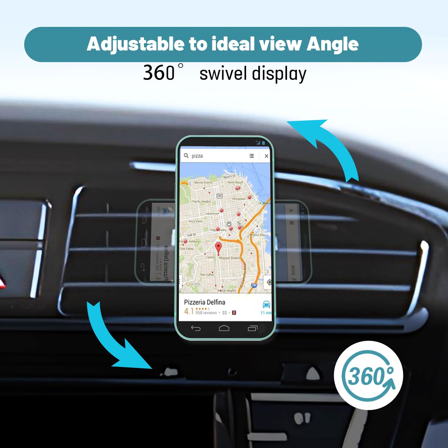 Kazumi Magnetic Wireless Car Charger - Strong Magnetic 360° Adjustable Phone Holder, Compatible with MagSafe, iPhone 14/13/12, Samsung Galaxy S23/S22, Google Pixel, LG | Perfect for Safe Hands-Free Charging While Driving