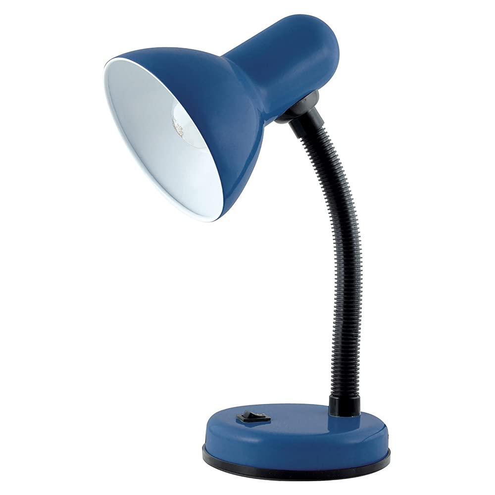 HOMELIFE 35W Classic Flexible Desk Lamp with Adjustable Gooseneck - Built-in On/Off Switch - 34cm Height (L958NB) - Midnight Blue - Perfect for Home Office, Study, Reading & Crafting
