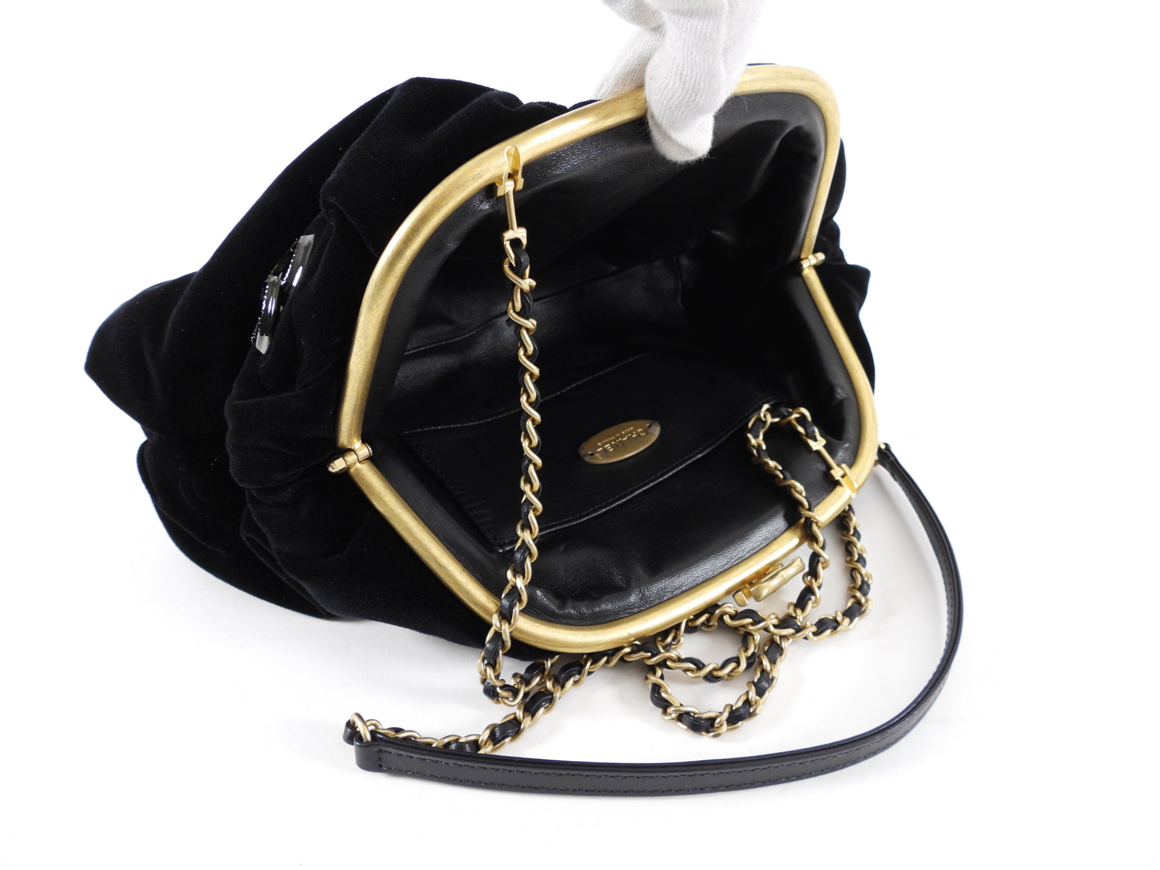 Chanel Black Velvet CC Shoulder Bag Pouch - Luxury Designer Crossbody Purse for Women | Perfect for Evening Parties, Date Nights & Special Occasions