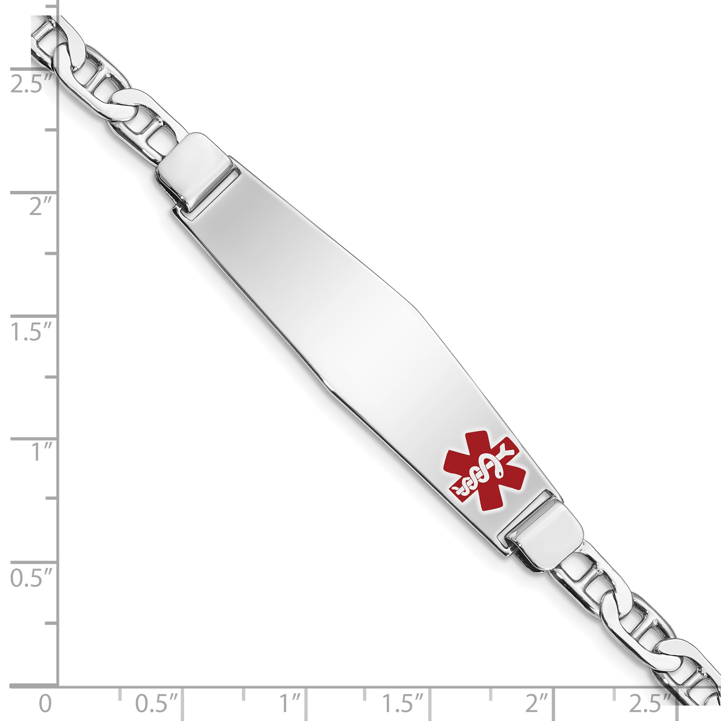 Sterling Silver Rhodium-Plated Medical ID Anchor Link Bracelet for Women & Men - Adjustable Safety Alert Jewelry for Allergies, Diabetes & Emergency Info - Perfect for Everyday Wear & Medical Safety