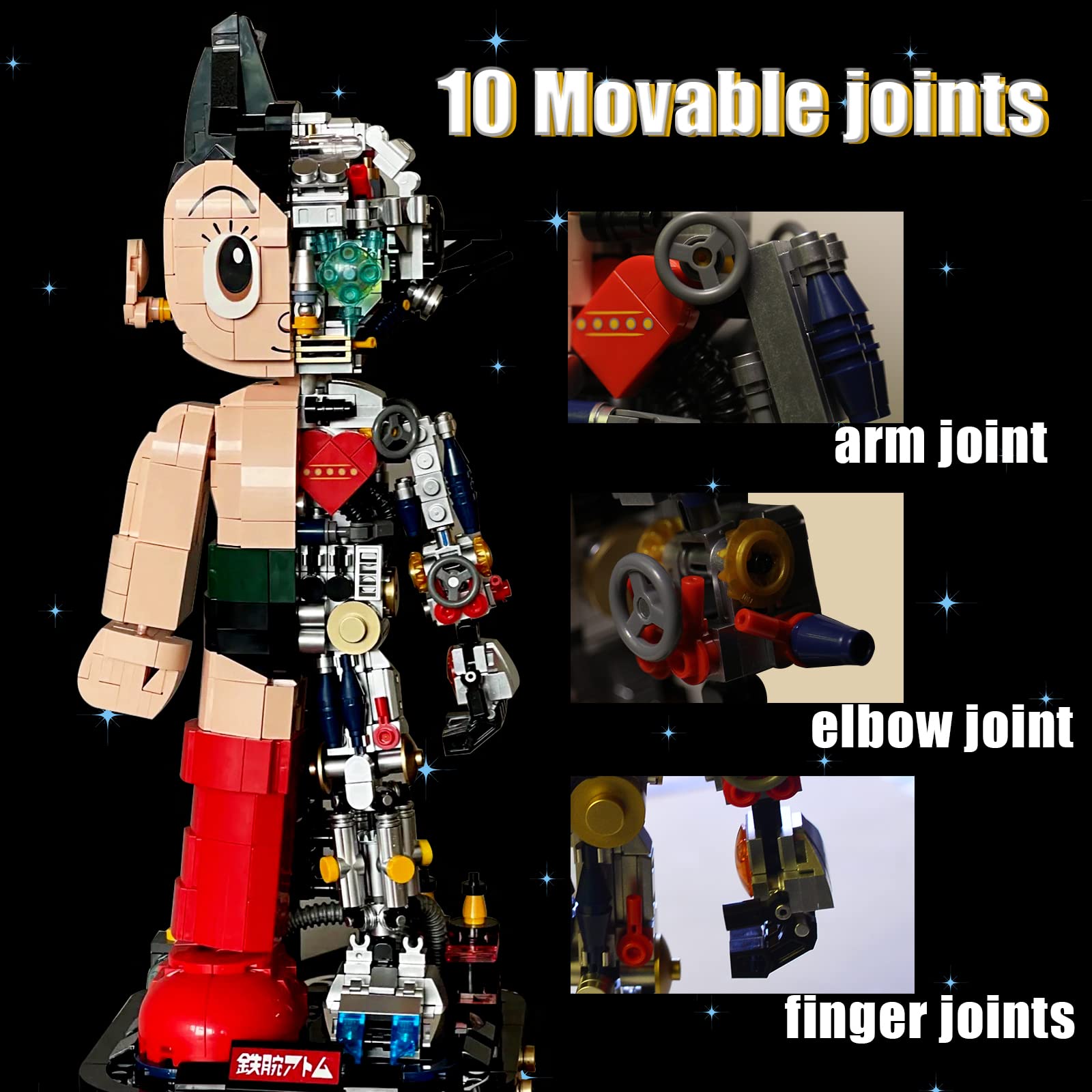 Mech Astro Boy Toy Building Kit - 1258 Pieces, Collectible Mighty Atom Display Model with Half Mech Detail, Handmade Building Blocks Compatible with Lego - Perfect Gift for Adults & Kids, Great for STEM Learning, Anime Collections and Creative Play