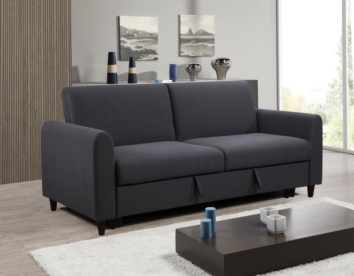 3-Seater Sofa Bed with Storage, Dark Grey Fabric - Convertible Sleeper Sofa for Small Spaces, Living Room & Guest Room Furniture