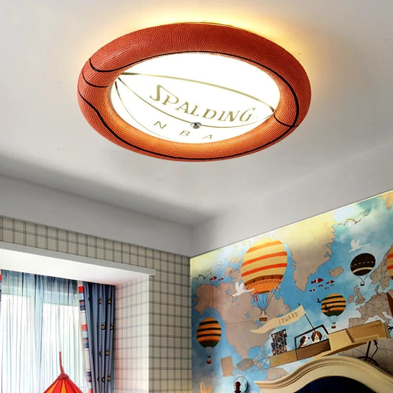 Spalding NBA Basketball Ceiling Light for Kids Room - LED Night Light for Boys Bedroom, Nursery Decor, Sports Fan Gift