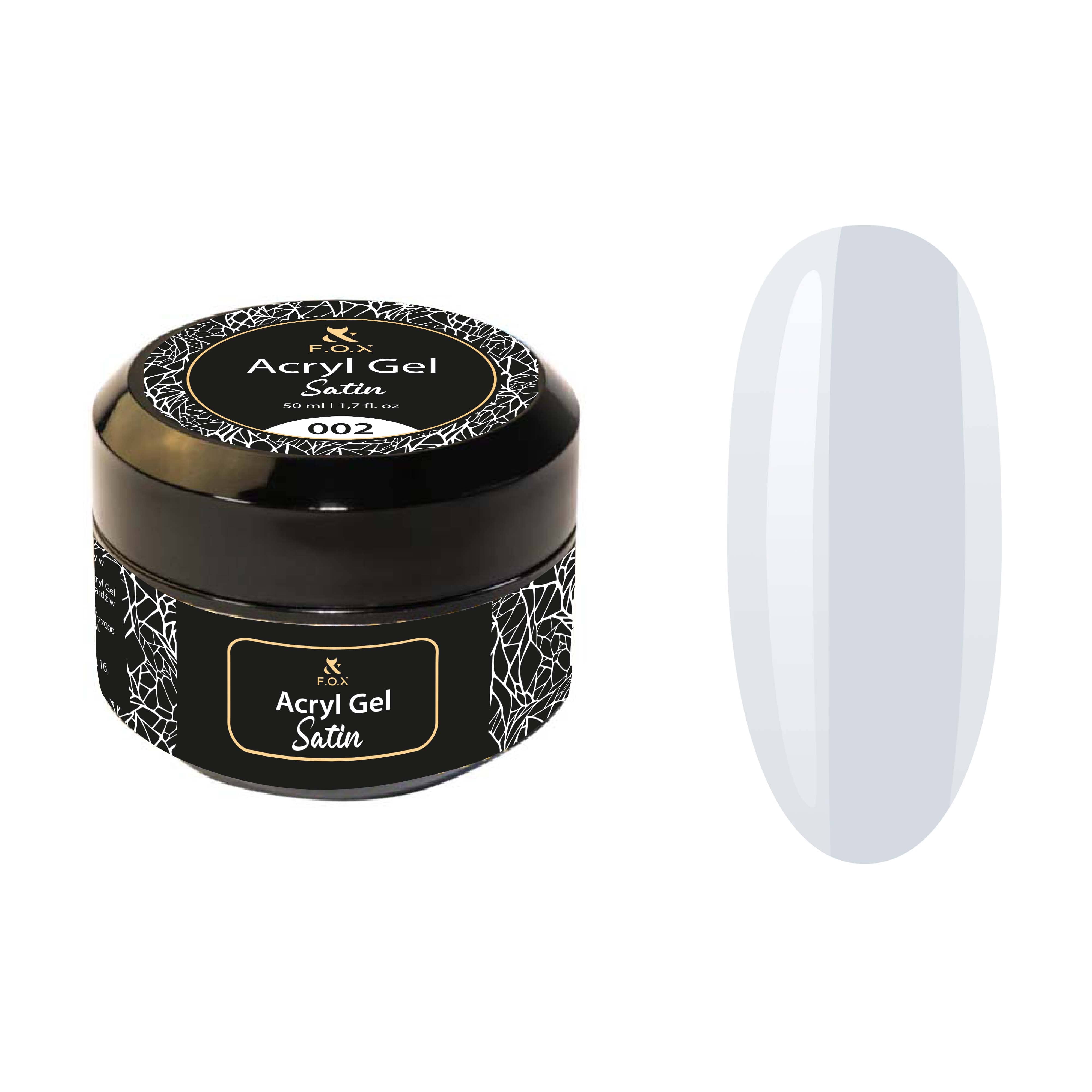 F.O.X Acryl Gel Satin 002 (White) - 50ml Nail Polish for Professional Salon & Home Manicure - Long Lasting Shine & Chip Resistant