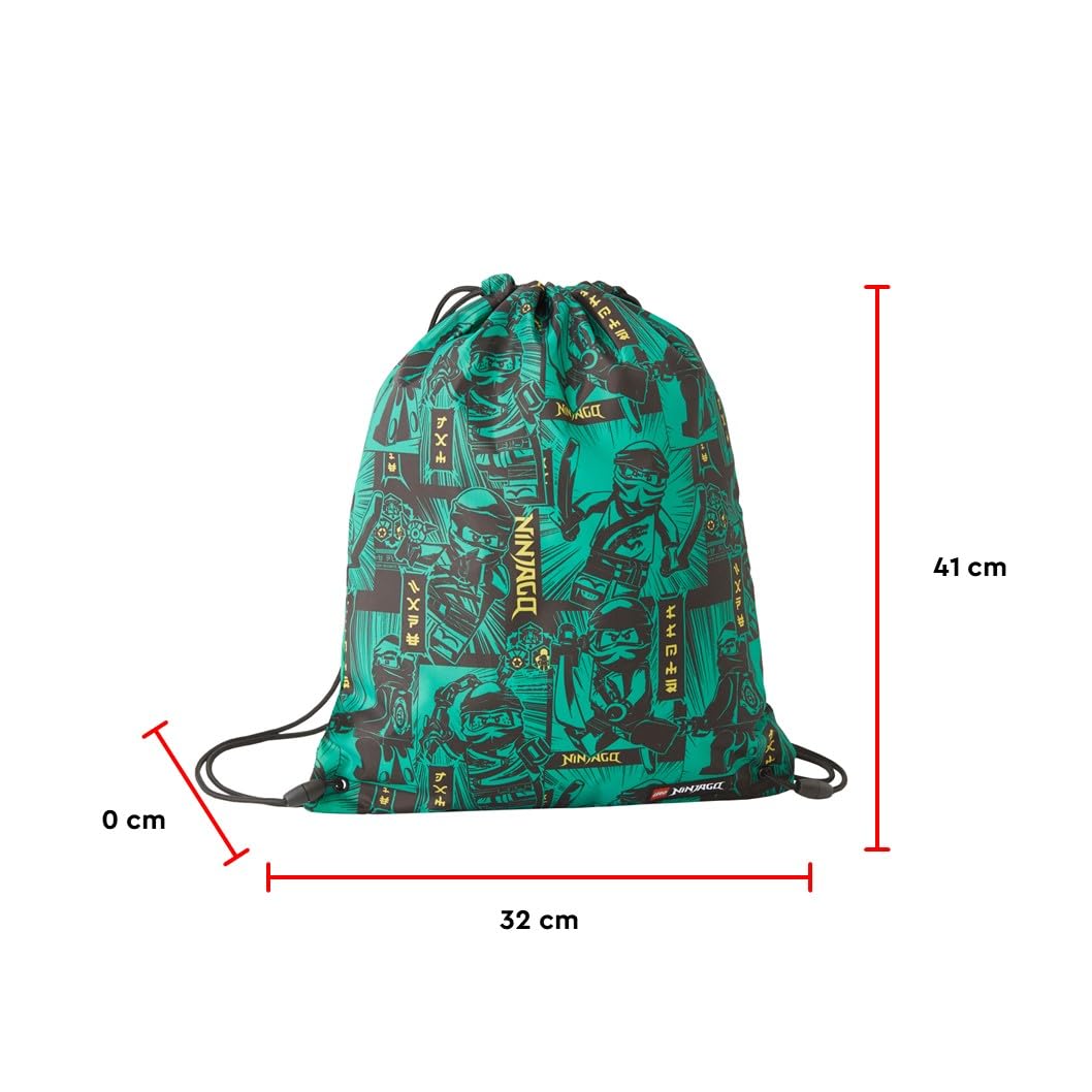 SKANDO BAGS Lego NINJAGO Backpack Set for Boys & Girls from 1st Grade (6 Years Old) - 6-Piece School Essentials: Backpack, Pencil Case (Pre-filled), Gym Bag, Small Backpack, Wallet & Sports Bag - Green | Perfect for School, Travel & Outdoor Activities