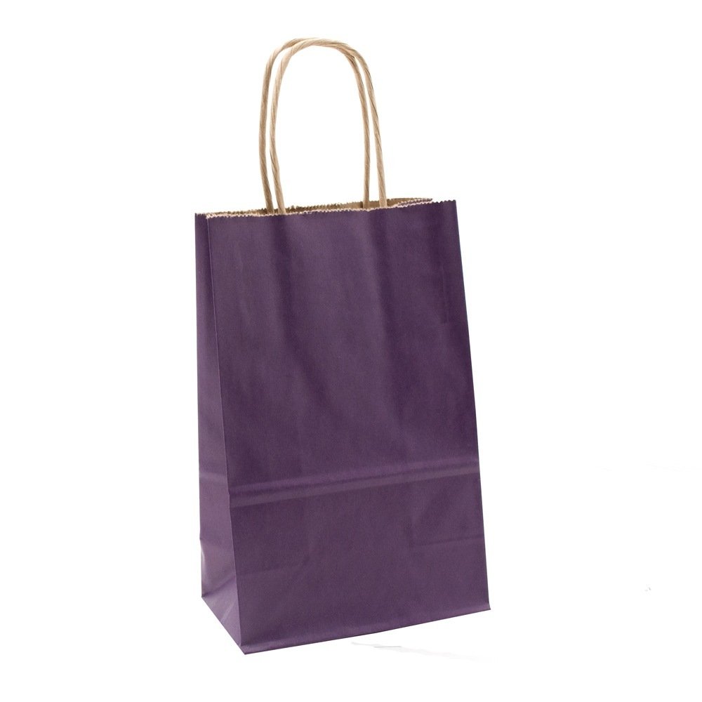 Eco-Friendly Small Kraft Purple Gift Bags Bulk Pack of 250 - Perfect for Retail Shopping, Party Favors & Grocery Store Packaging