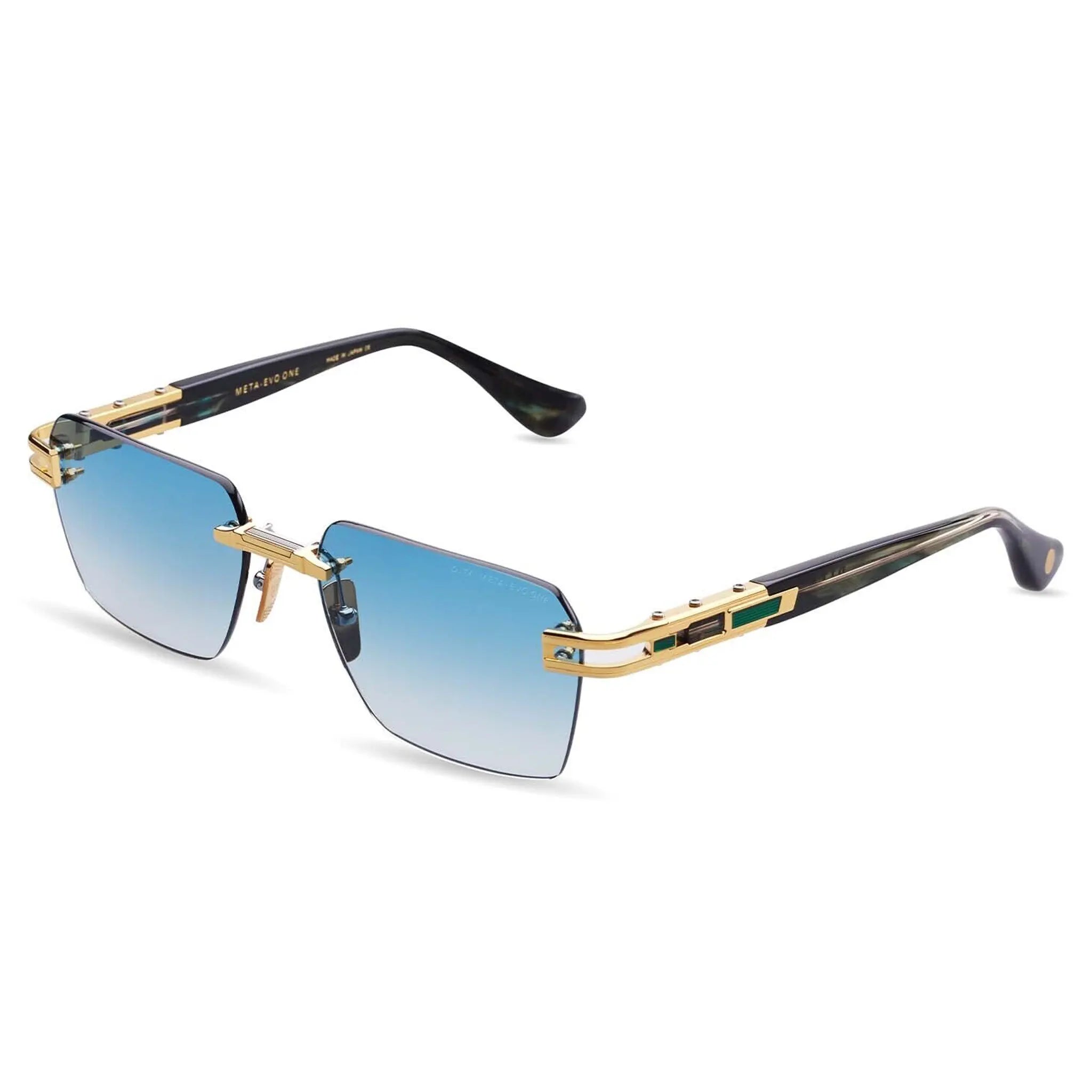 Dita Meta EVO DTS147 A 03 Blue Gold Rimless Sunglasses for Men & Women - Luxury Polarized UV Protection - Perfect for Driving, Beach & Outdoor Activities