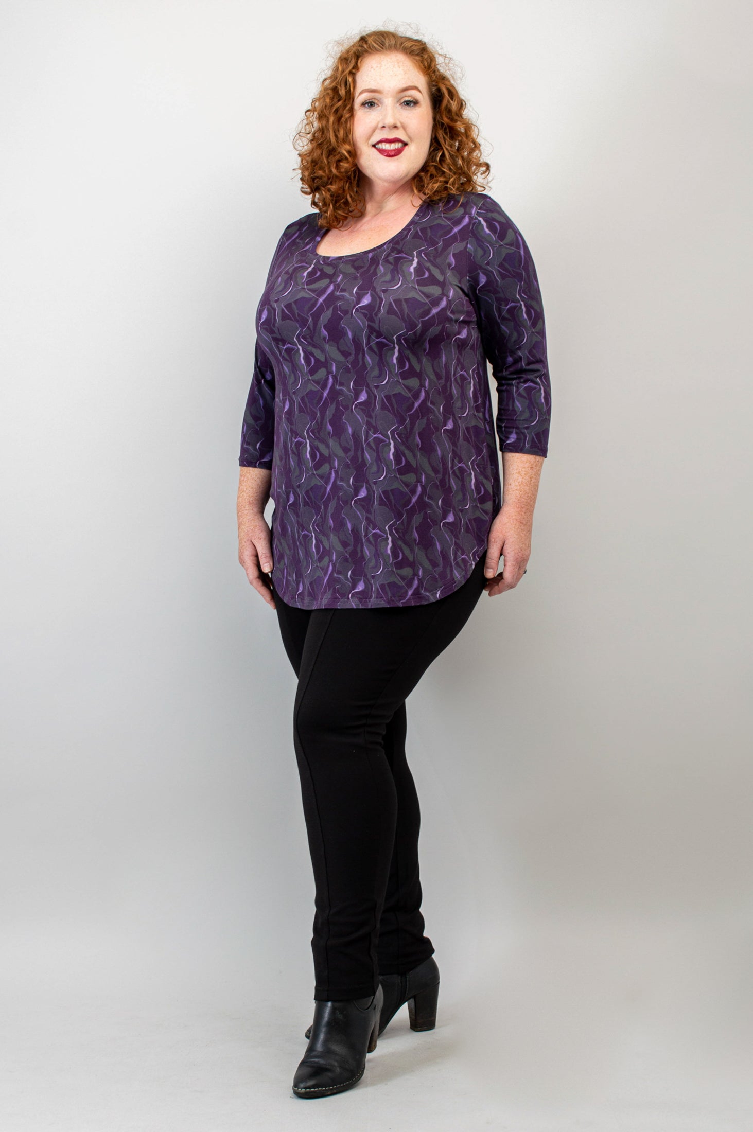 Jazz 3/4 Sleeve Top - Mystique Bamboo Fabric - Women's Comfortable Blouse for Casual Wear & Office Outfits | Final Sale