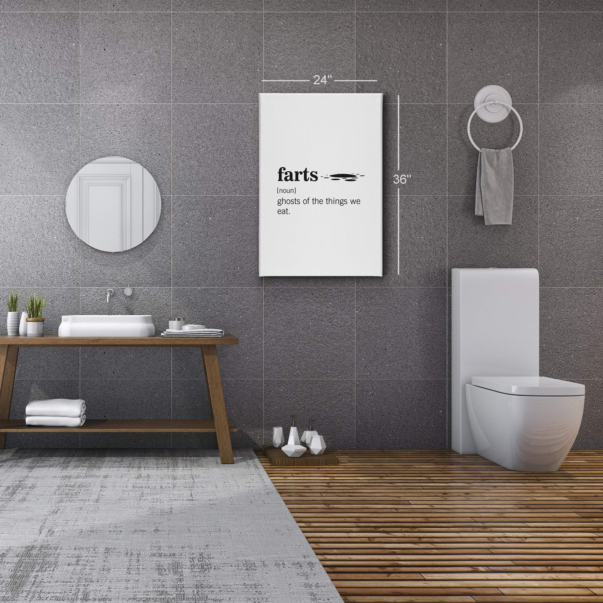 Funny Fart Definition Canvas Print - Smile Art Design Noun Dictionary Quote Bathroom Wall Decor - Ready to Hang 36x24 - Perfect for Toilet Humor & Bathroom Art - Made in USA