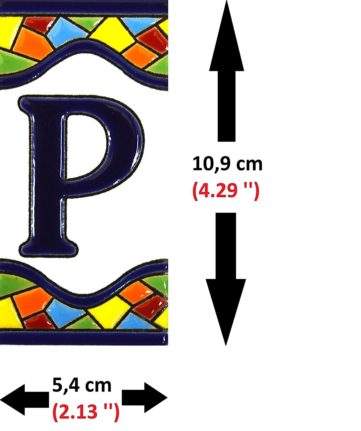 4 Inch Hand Painted House Letter Tiles - Custom Address Signs, Names & Numbers for Home Decor - MOSAICO MEDIANO Design 4.29