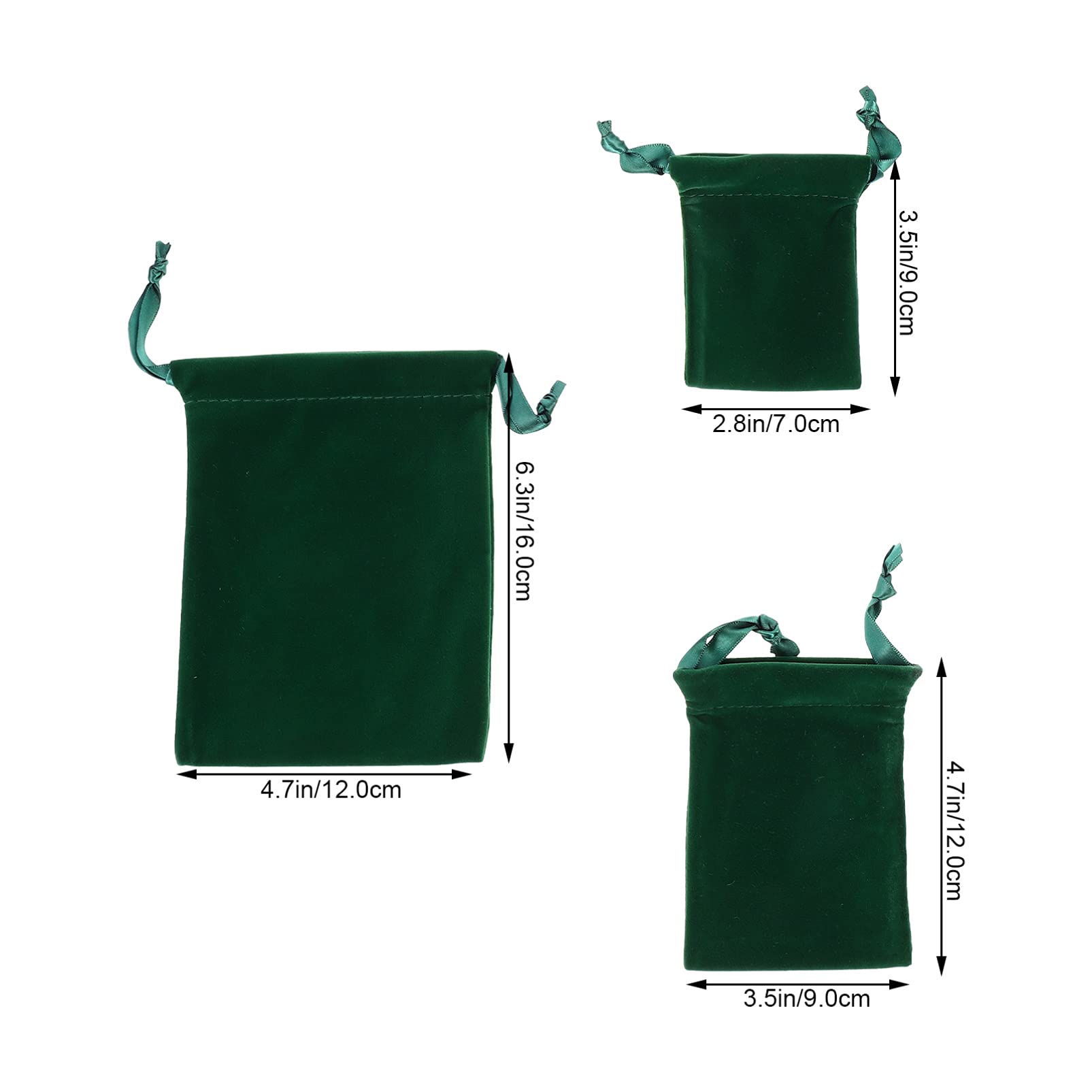 BESTOYARD 6-Piece Velvet Jewelry Pouches - Premium Velour Storage Bags for Jewelry, Dice & Small Accessories - Wedding Favor Bags & Gift Packaging (Dark Green) - Perfect for Bridal Parties, Jewelry Organizers & Travel Storage