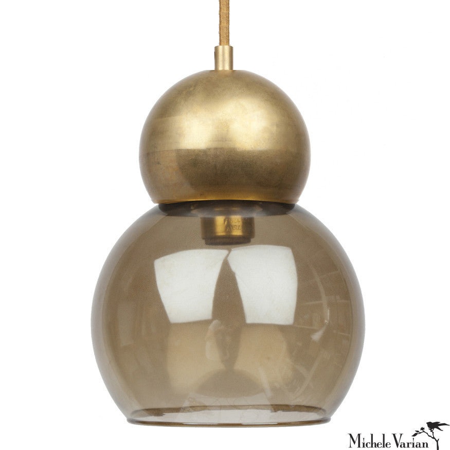 8 Inch Large Brass Double Bubble Pendant Light - Vintage Industrial Ceiling Fixture for Dining Room, Kitchen Island & Bar Lighting
