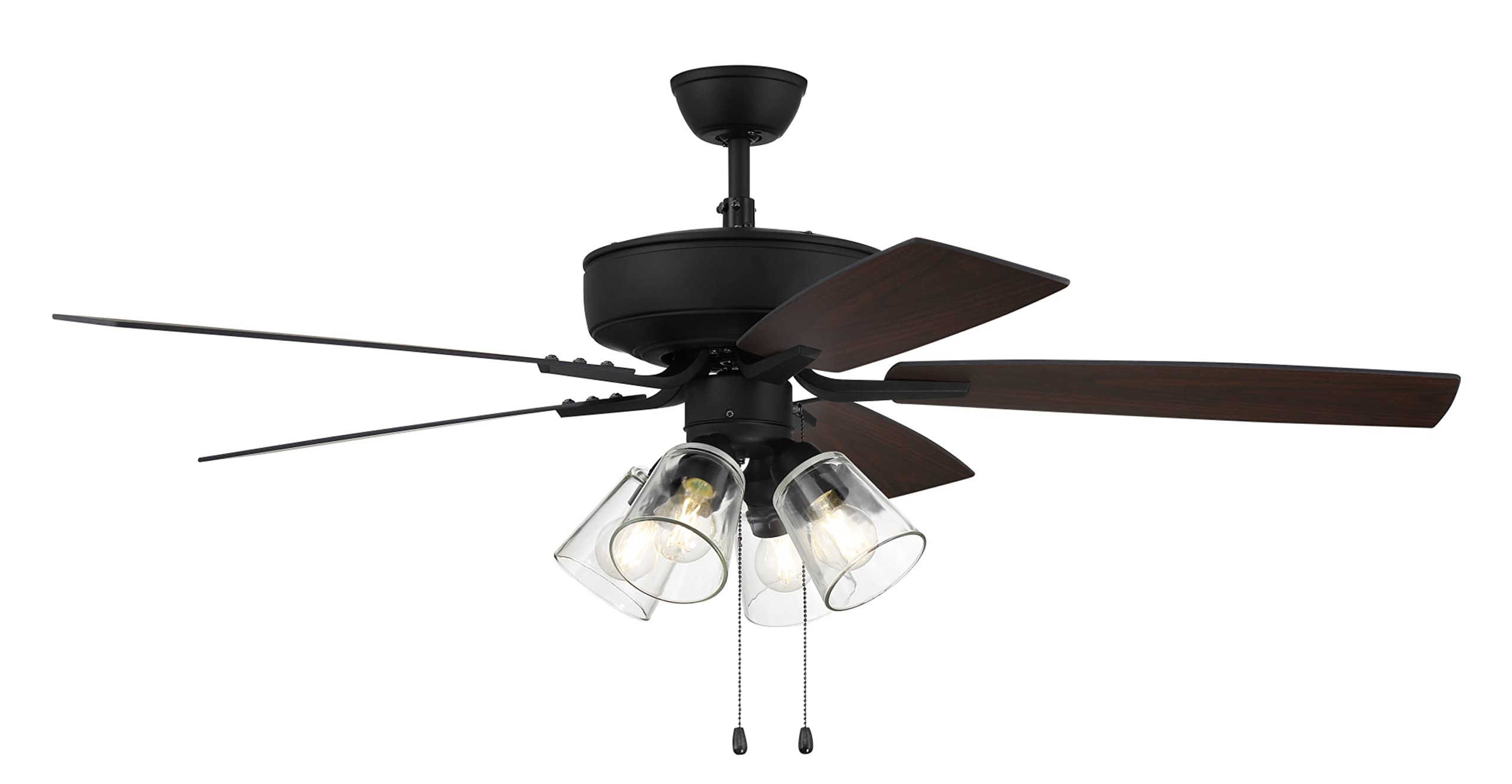 Craftmade P104ESP5-52ESPWLN 52-Inch Indoor Ceiling Fan with LED Light Kit, 5 Reversible Espresso/Walnut Blades, Pull Chain Control - Perfect for Living Room, Bedroom, and Office Spaces