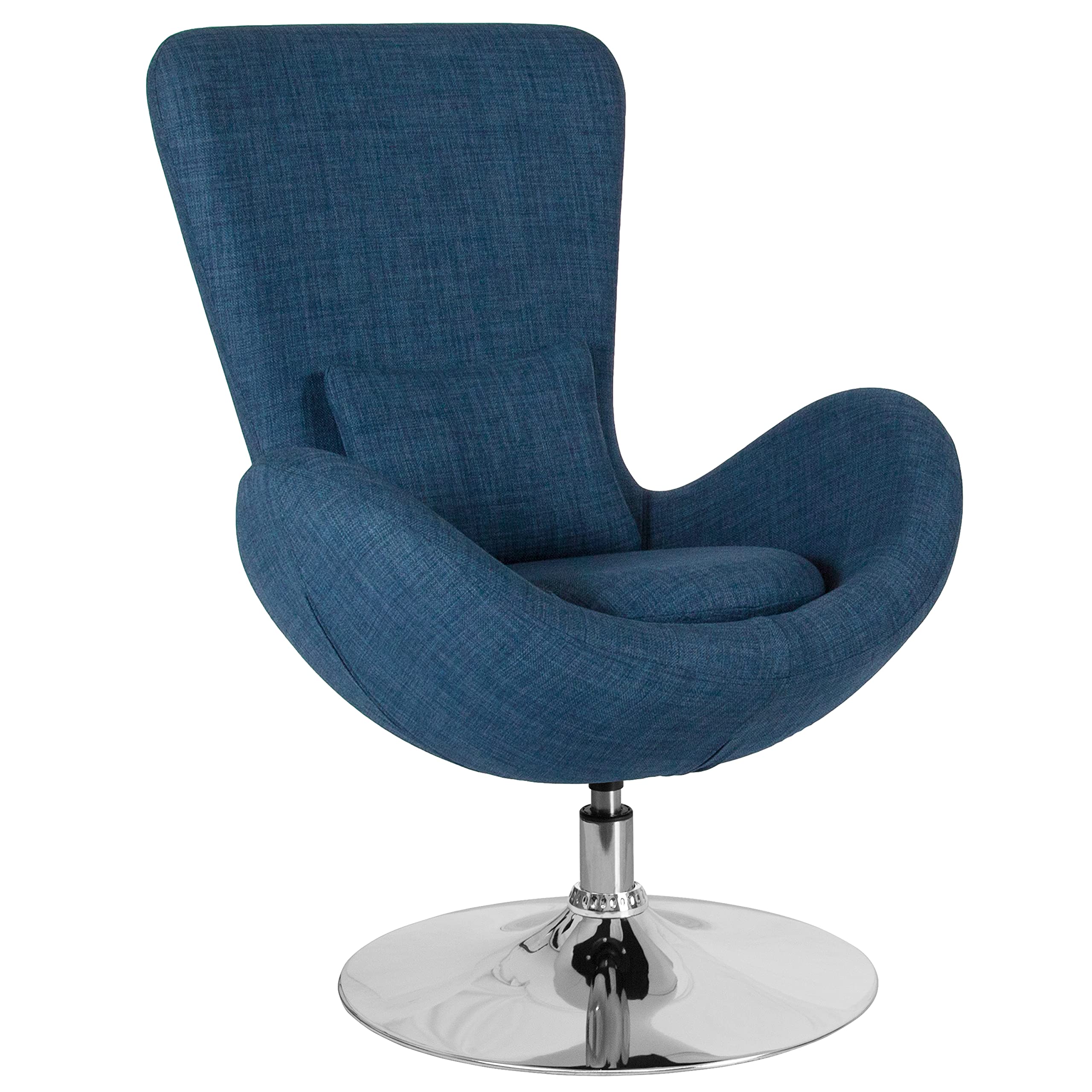 Emma & Oliver Blue Fabric Side Reception Chair with Bowed Seat - Elegant Event Seating for Weddings, Banquets and Office Waiting Areas