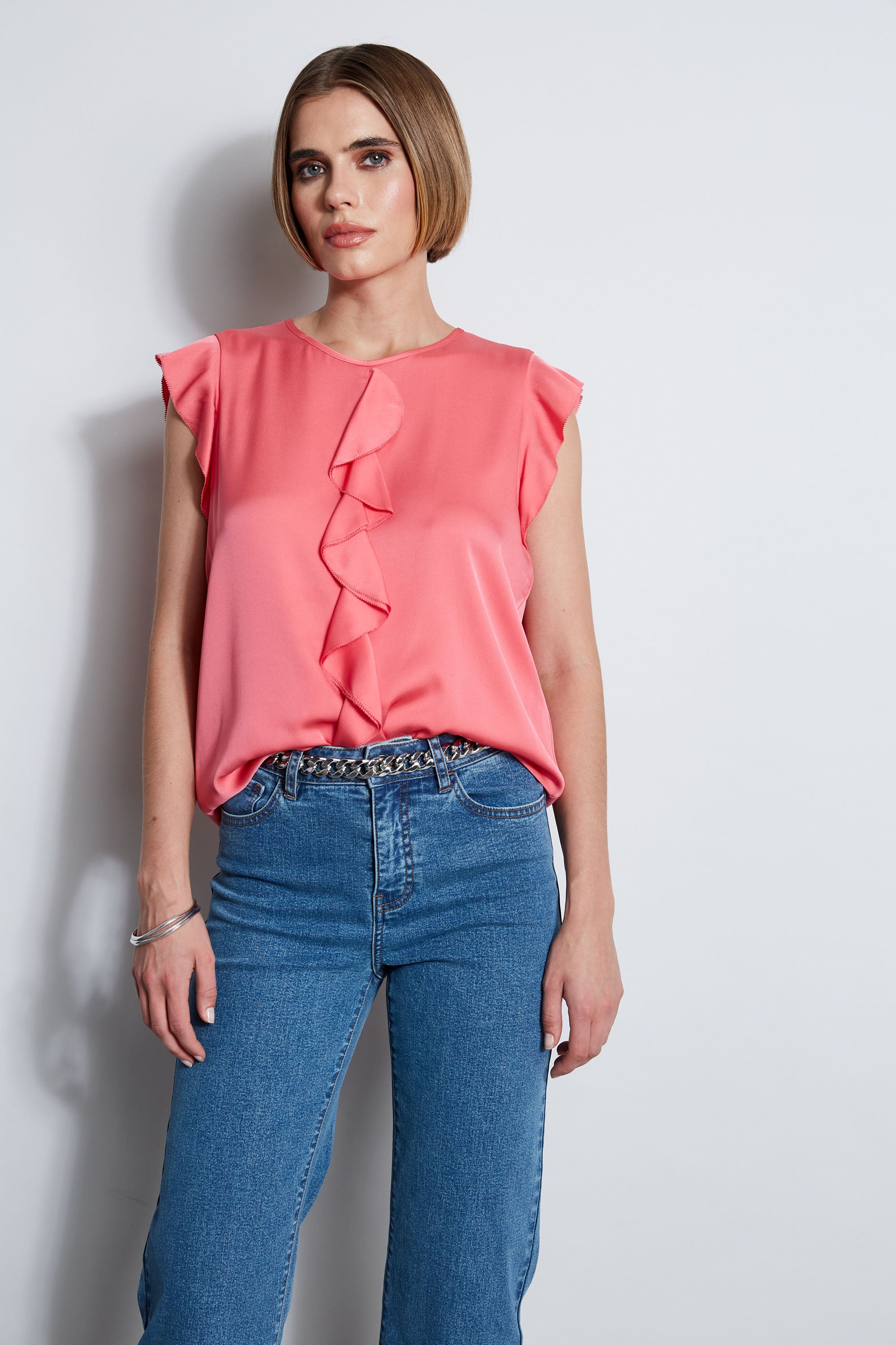 Elegant Silk Ruffle Blouse for Women - Vintage Inspired Fashion Top for Office, Date Night & Special Occasions