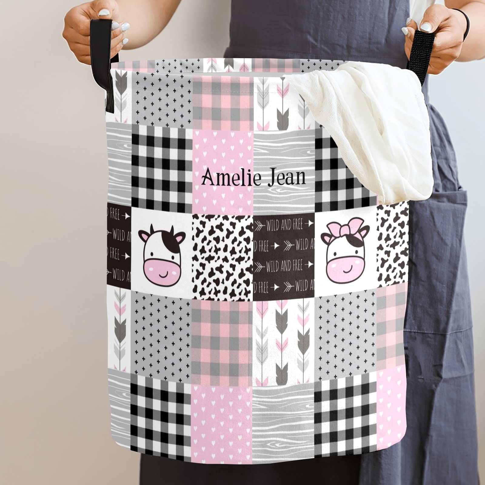 Cute Cows Patchwork Storage Bin - Waterproof Oxford Fabric Laundry Hamper, Toy Organizer & Gift Basket for Bedroom, Nursery & Home Organization | Perfect for Baby Clothes, Toys & Household Storage