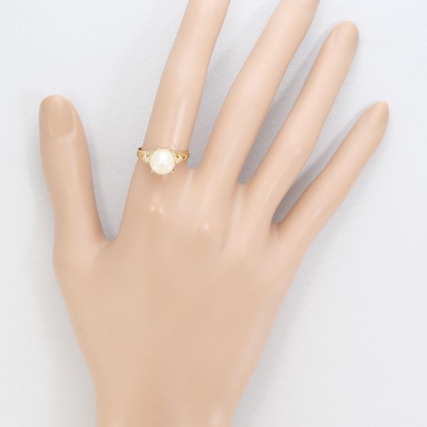 18K Yellow Gold Pearl and Diamond Ring for Women - Elegant Bridal, Engagement, Anniversary Jewelry Gift