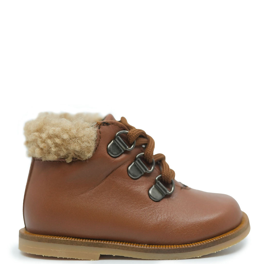 Blublonc Brown Shearling Cuff Baby Booties - Soft Winter Booties for Newborns & Infants - Perfect for Cold Weather, Outdoor Walks & Photo Shoots