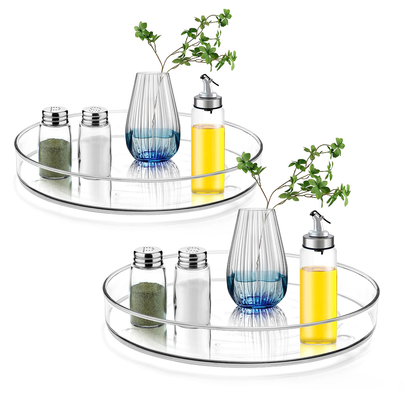 2-Pack 9-Inch Clear Lazy Susan Turntable Organizer - Durable Spinning Cabinet Storage for Kitchen Pantry, Bathroom & Countertop - Perfect for Spice Jars, Cosmetics & Kitchen Supplies Organization by TLC Depot