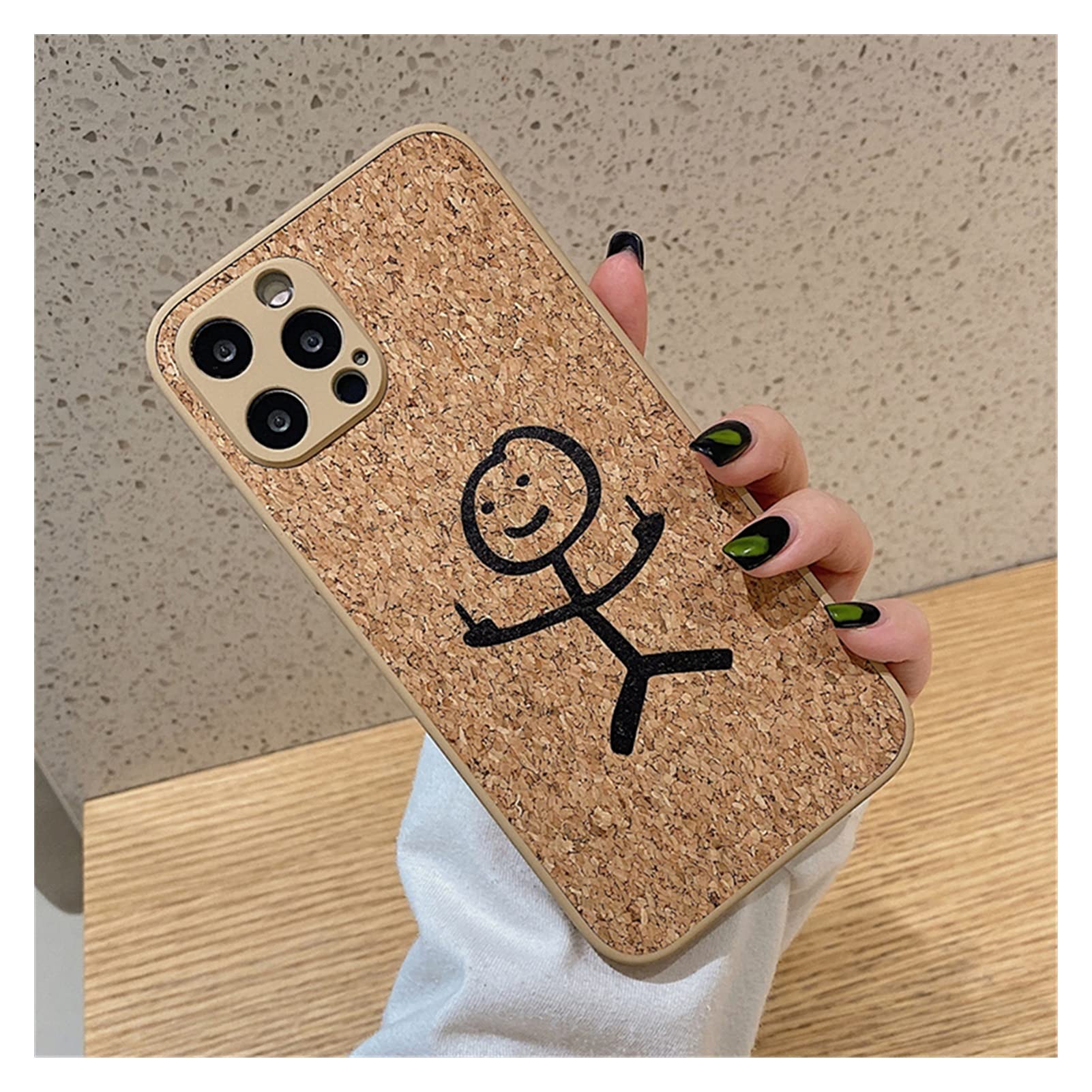 Cartoon Cork Fiber iPhone Case for iPhone 13/12/11 Pro Max, X/Xs/Xr, 8/7 Plus - Eco-Friendly Protective Cover with Unique Design | Perfect for Daily Use, Travel & Office