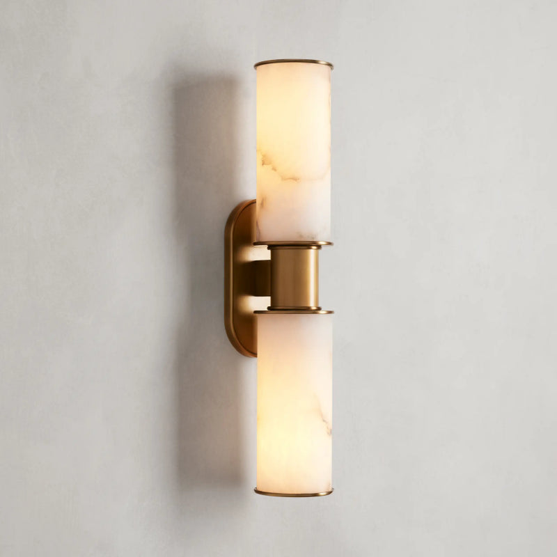 Harlin 2-Light Wall Sconce in Alabaster Finish - Modern Flush Mount Lighting for Bedroom, Hallway & Living Room Decor