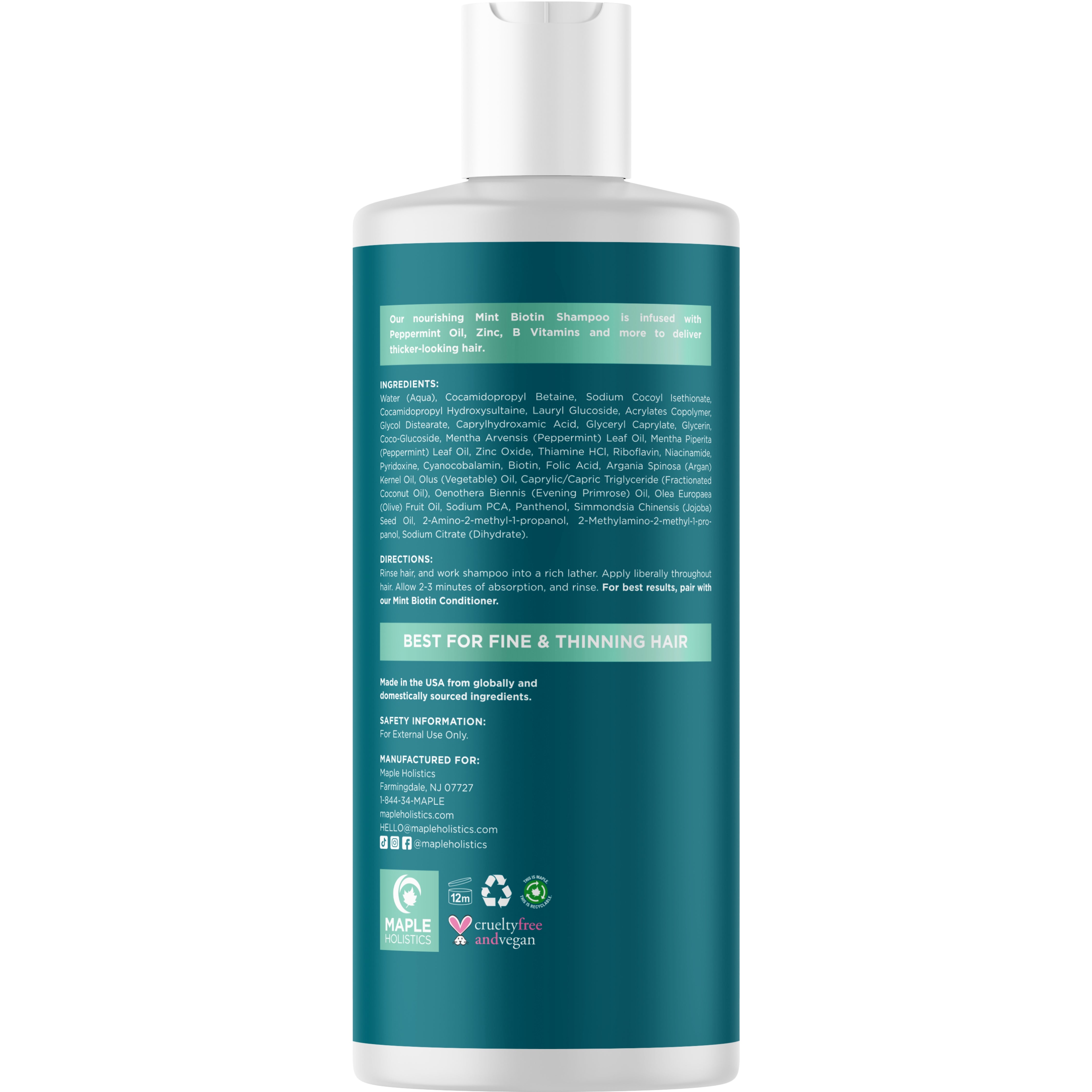 Best Mint Biotin Shampoo for Hair Growth & Thickness - Natural DHT Blocker for Men & Women - Perfect for Daily Hair Care & Scalp Health