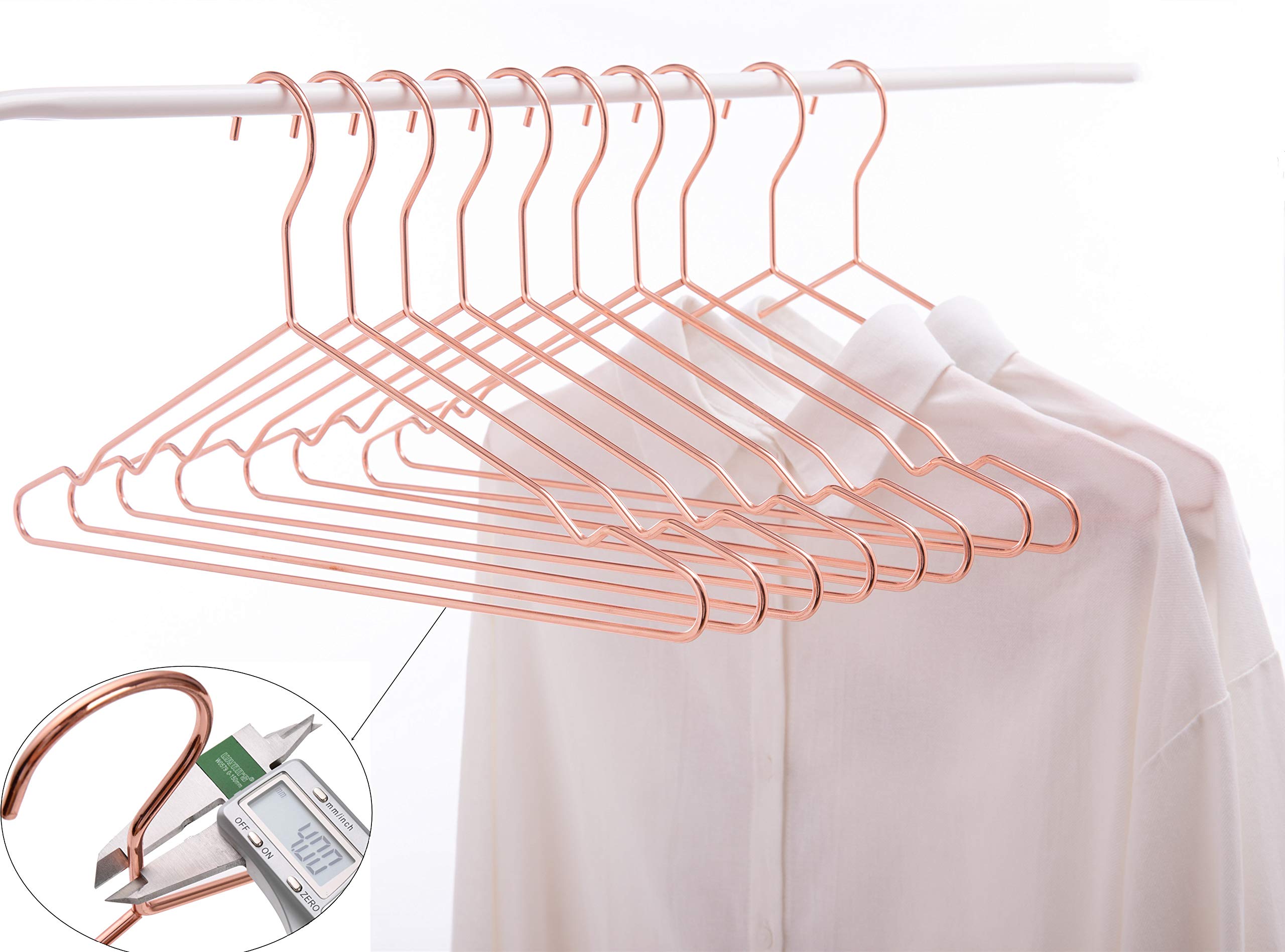17 Inch Heavy Duty Rose Gold Metal Clothes Hanger - Premium Coat, Suit & Dress Hangers with Wide Notches (10-Pack) - Perfect for Closet Organization, Retail Stores & Luxury Garment Display