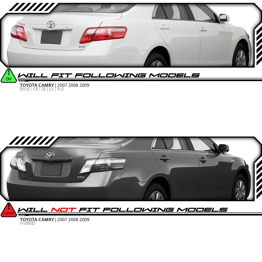 EPIC LIGHTING OE Style Halogen Tail Lights Outer Assembly Replacement for 2007-2009 TOYOTA CAMRY (Non-Hybrid) - Direct Fit, Plug & Play - Part Numbers TO2818129 TO2819129 8156006240 8155006240 - Perfect for Night Driving & Enhanced Vehicle Safety