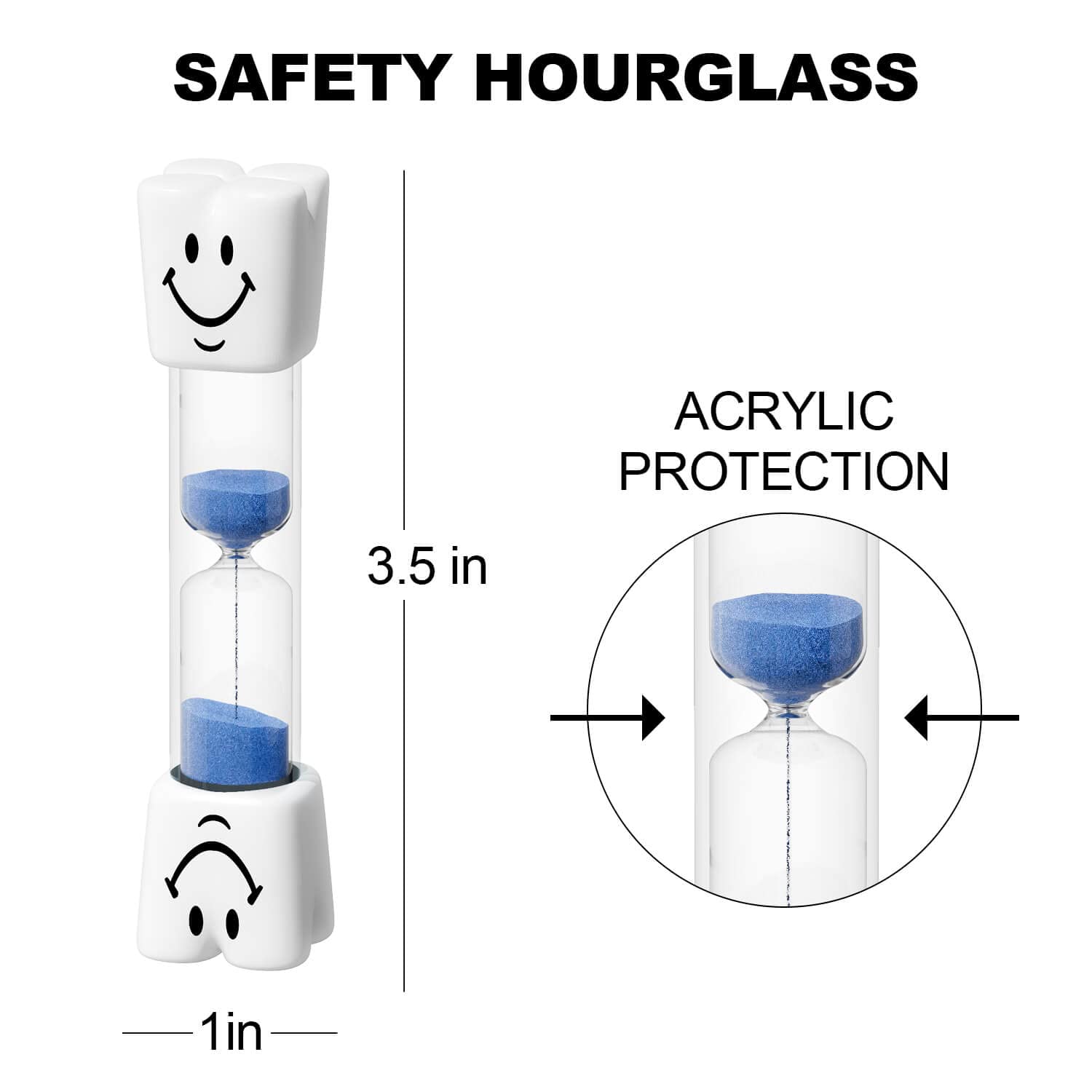 2 Minute Toothbrush Sand Timer for Kids - Blue & Pink Smiley Acrylic Hourglass - Classroom, Kitchen, Bathroom Timer - Fun Educational Tool for Brushing Teeth & Games (Pack of 2)